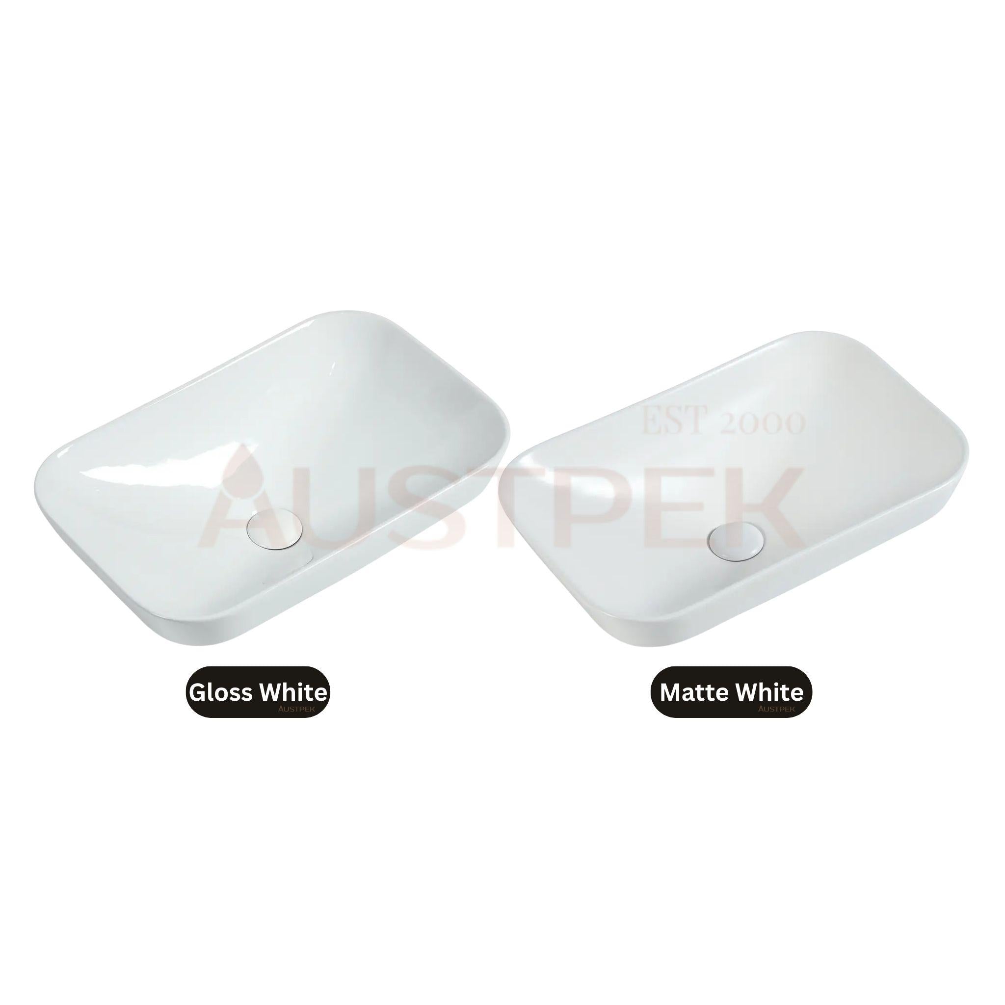 ZUMI GOCCIA SEMI-RECESSED AND DROP IN CERAMIC BASIN GLOSS WHITE 535MM