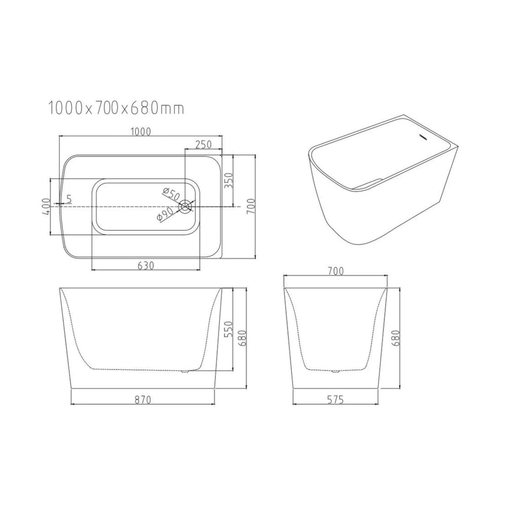 MERCIO HARVARD RIGHT CORNER BATHTUB GLOSS WHITE (AVAILABLE IN 1000MM, 1100MM AND 1300MM)