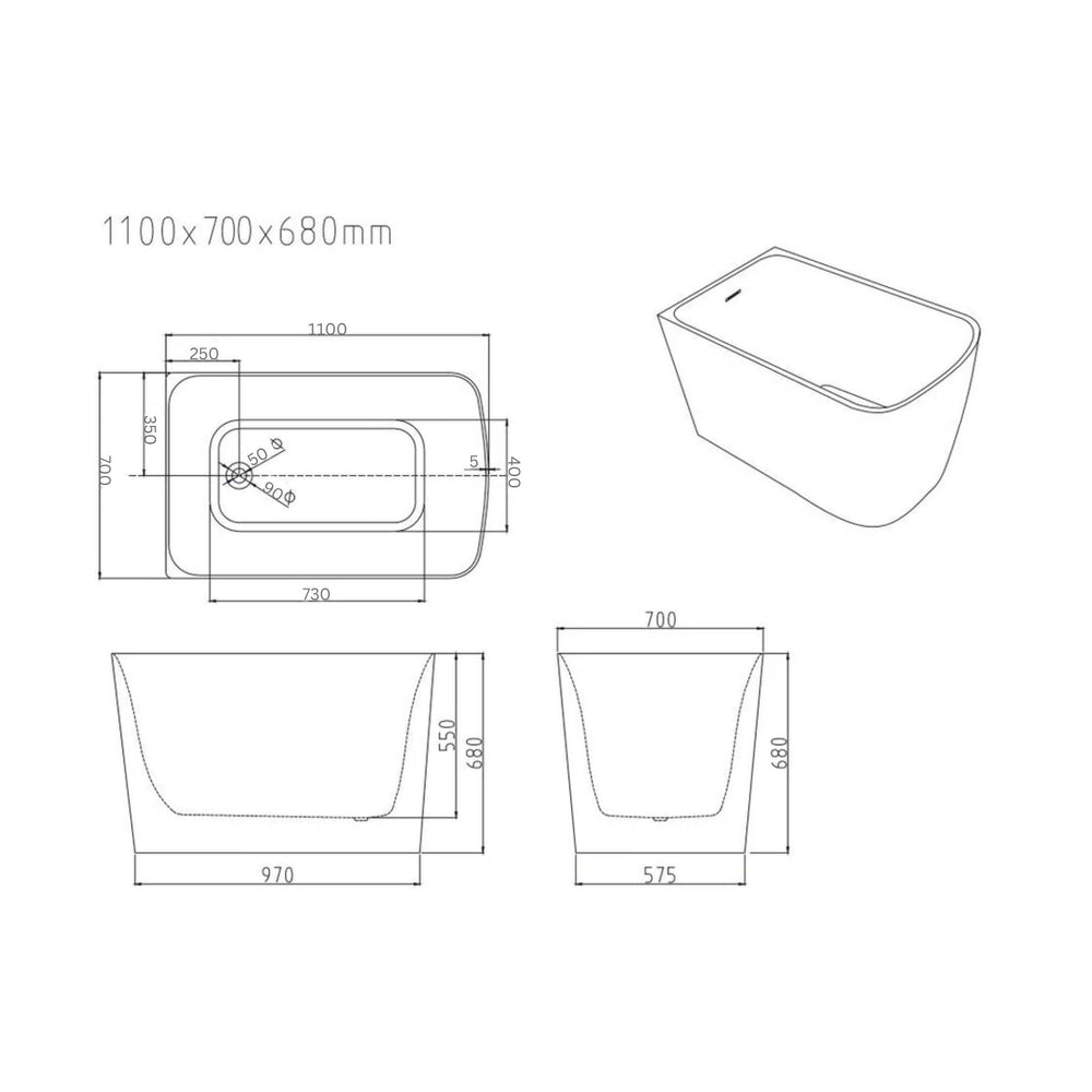 MERCIO HARVARD LEFT CORNER BATHTUB GLOSS WHITE (AVAILABLE IN 1000MM, 1100MM AND 1300MM)
