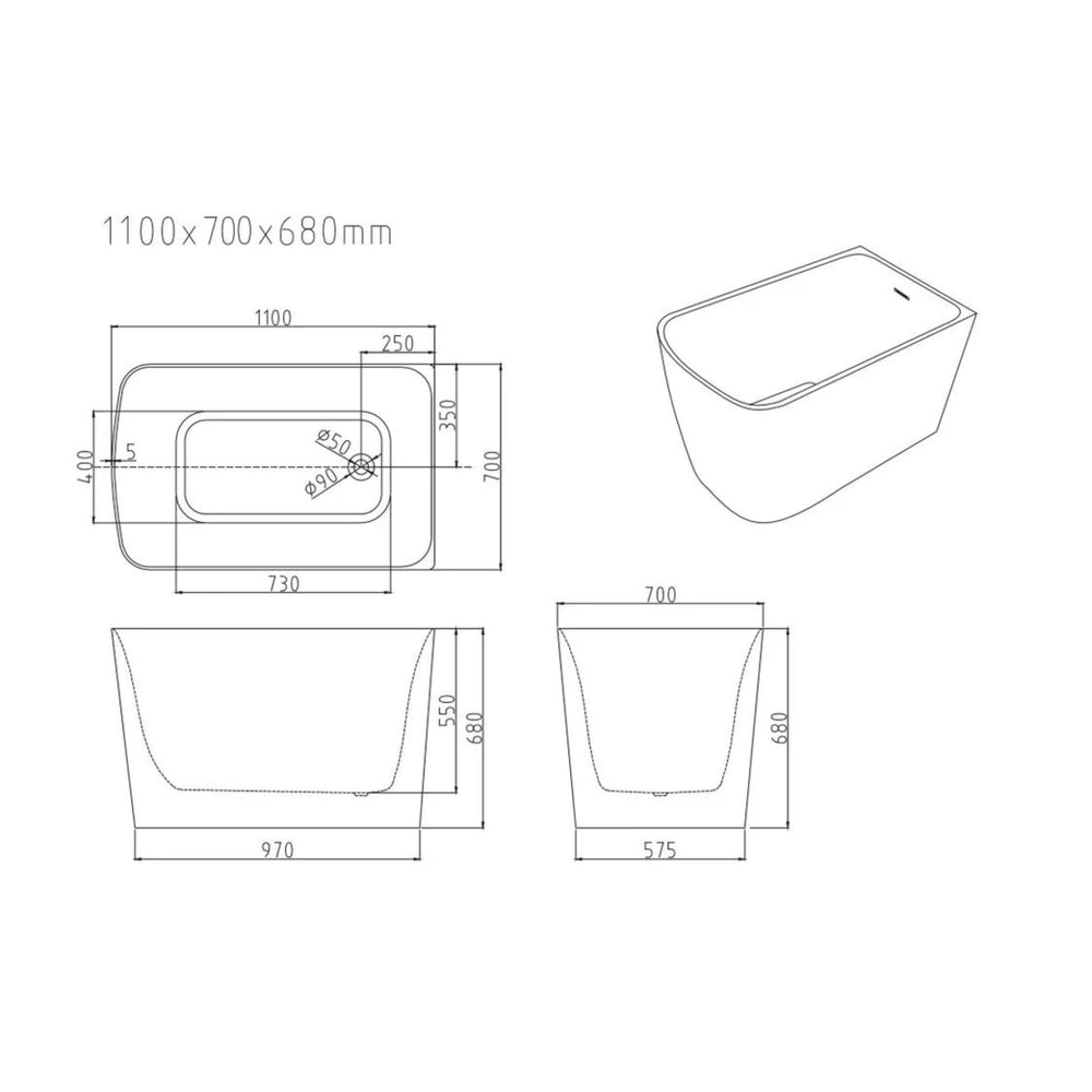 MERCIO HARVARD RIGHT CORNER BATHTUB GLOSS WHITE (AVAILABLE IN 1000MM, 1100MM AND 1300MM)
