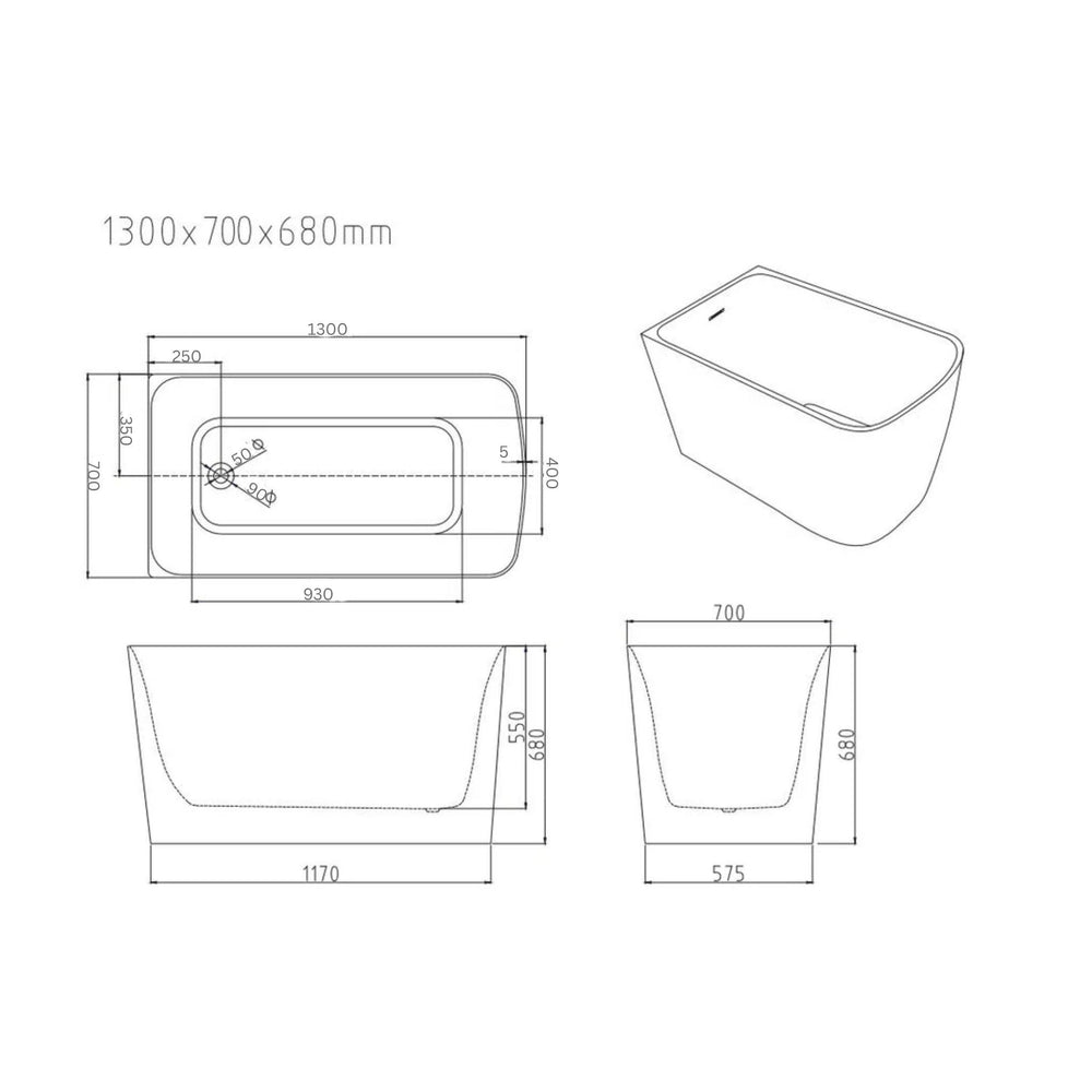 MERCIO HARVARD LEFT CORNER BATHTUB GLOSS WHITE (AVAILABLE IN 1000MM, 1100MM AND 1300MM)