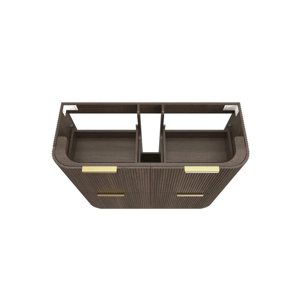 OTTI HAVANA SABLE WALNUT FLUTED 1200MM CURVE SINGLE BOWL FLOOR STANDING VANITY