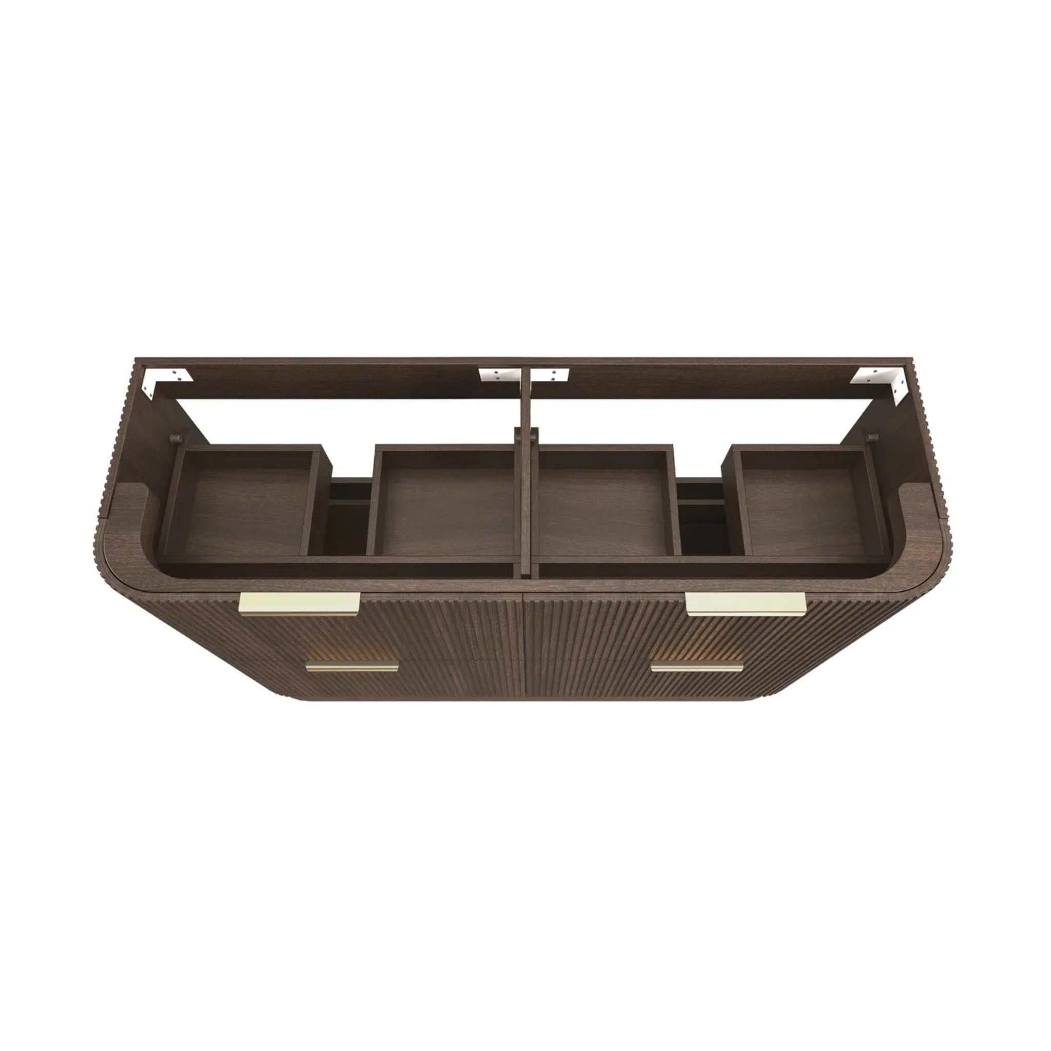 OTTI HAVANA SABLE WALNUT FLUTED 1500MM CURVE DOUBLE BOWL FLOOR STANDING VANITY