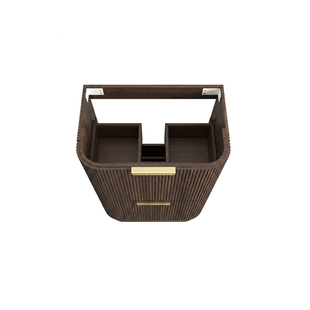 OTTI HAVANA SABLE WALNUT FLUTED 750MM CURVE SINGLE BOWL FLOOR STANDING VANITY