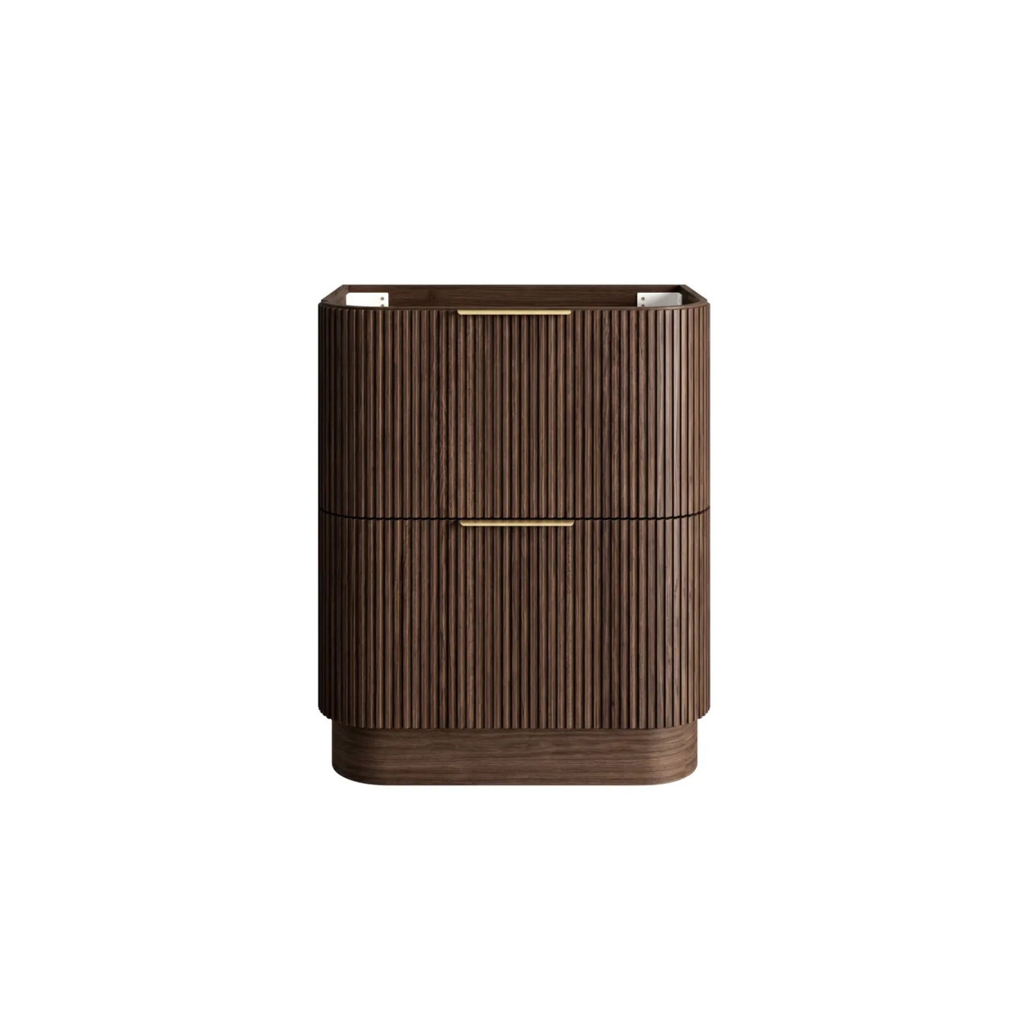 OTTI HAVANA SABLE WALNUT FLUTED 750MM CURVE SINGLE BOWL FLOOR STANDING VANITY