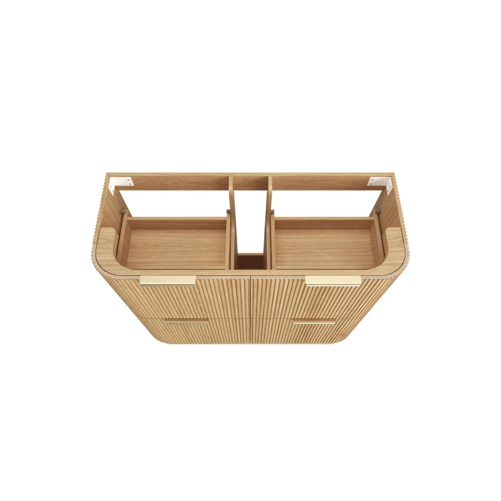 OTTI HAVANA WOODLAND OAK FLUTED 1200MM CURVE SINGLE BOWL FLOOR STANDING VANITY