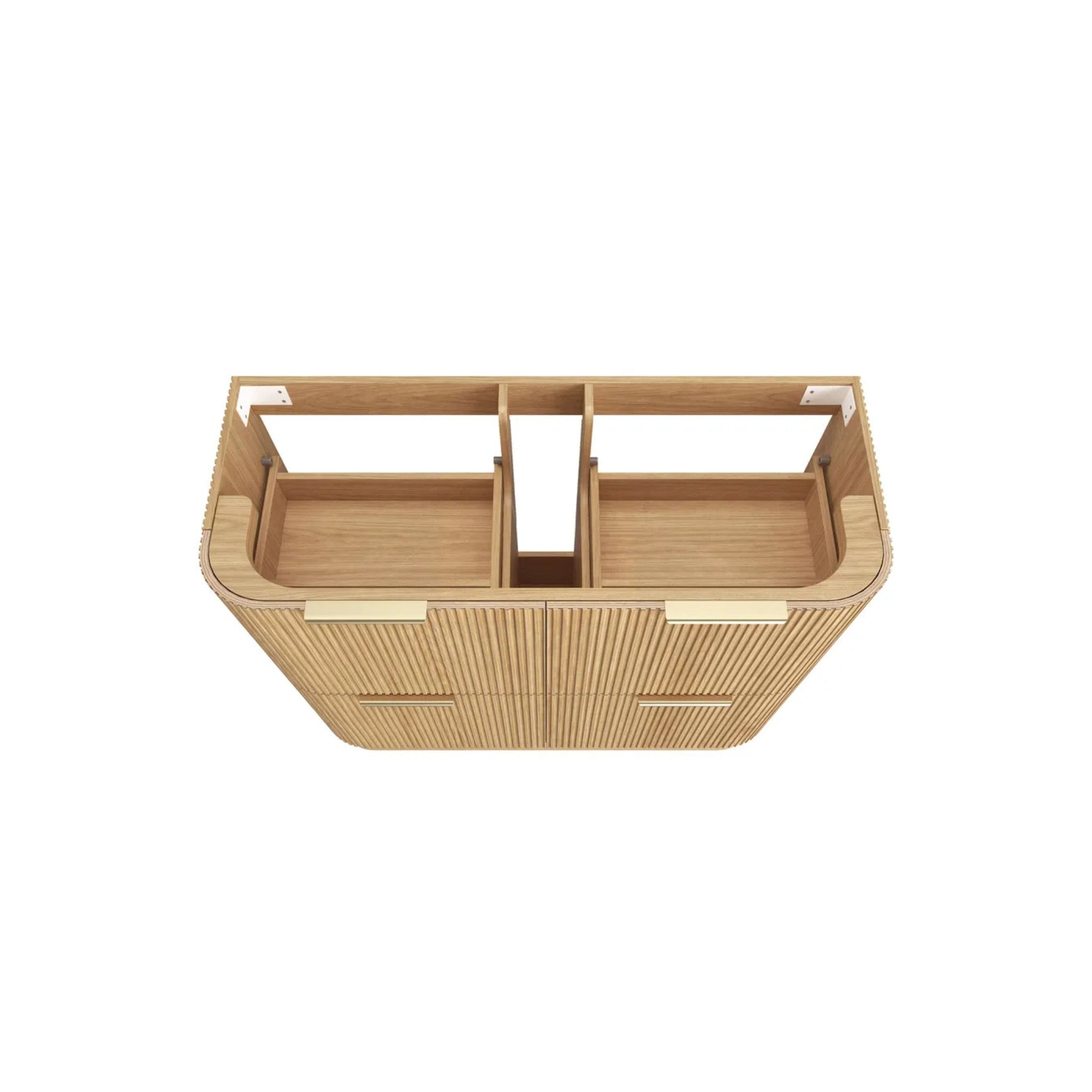 OTTI HAVANA WOODLAND OAK FLUTED 1200MM CURVE SINGLE BOWL FLOOR STANDING VANITY