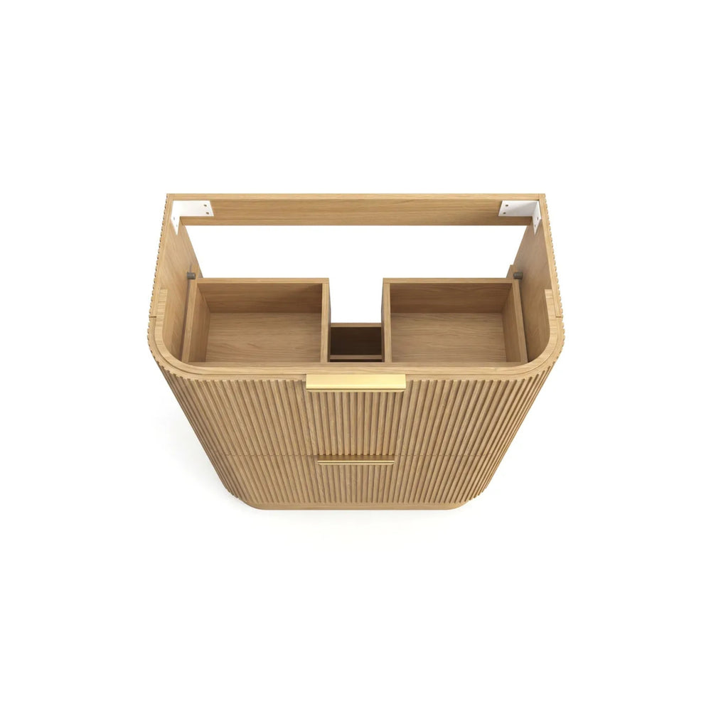 OTTI HAVANA WOODLAND OAK FLUTED 900MM CURVE SINGLE BOWL FLOOR STANDING VANITY