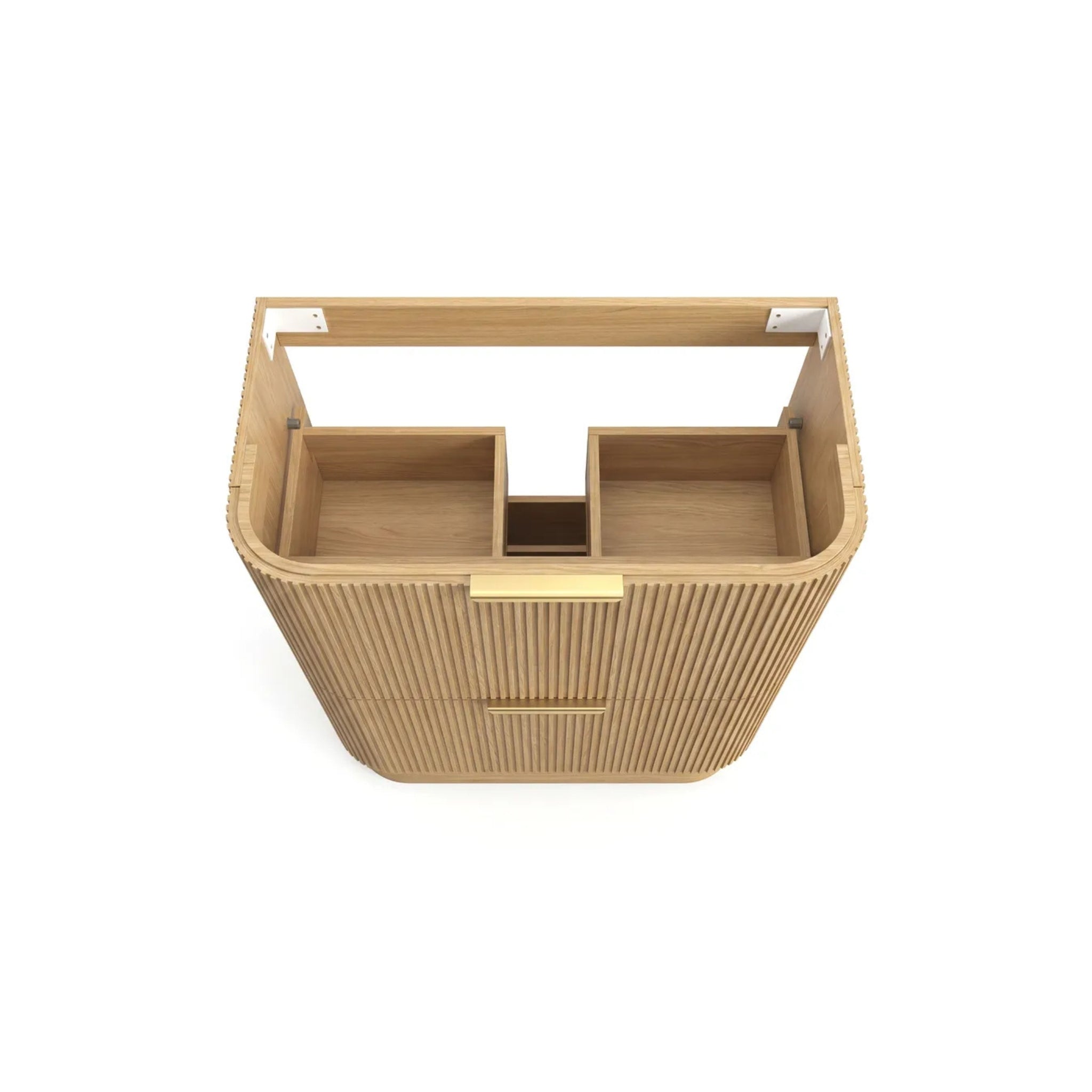 OTTI HAVANA WOODLAND OAK FLUTED 900MM CURVE SINGLE BOWL FLOOR STANDING VANITY