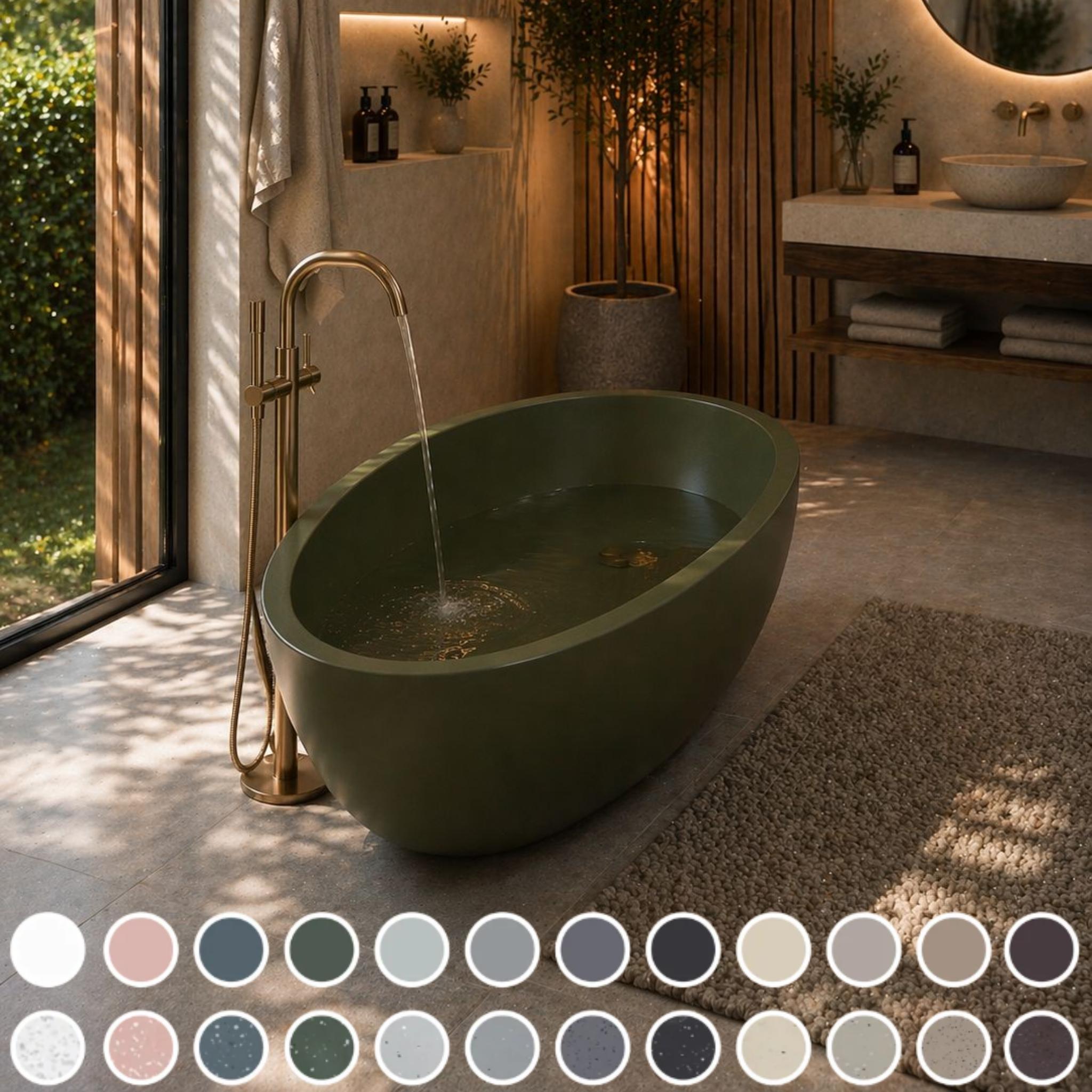 PIETRA BIANCA HAMMAN FREESTANDING STONE BATHTUB WITH CUSTOM COLOURS 1700MM