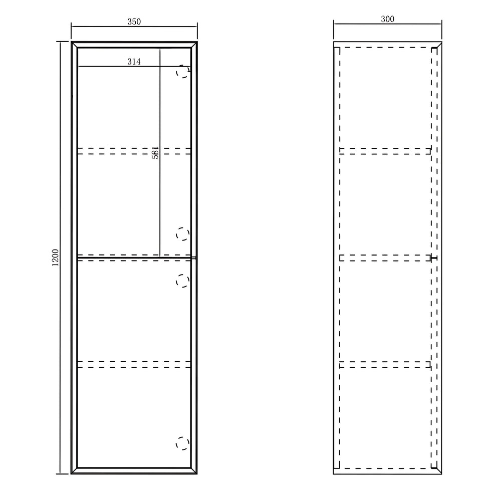 OTTI HAVANA WALL HUNG TALL BOY SABLE WALNUT 350MM X 1200MM