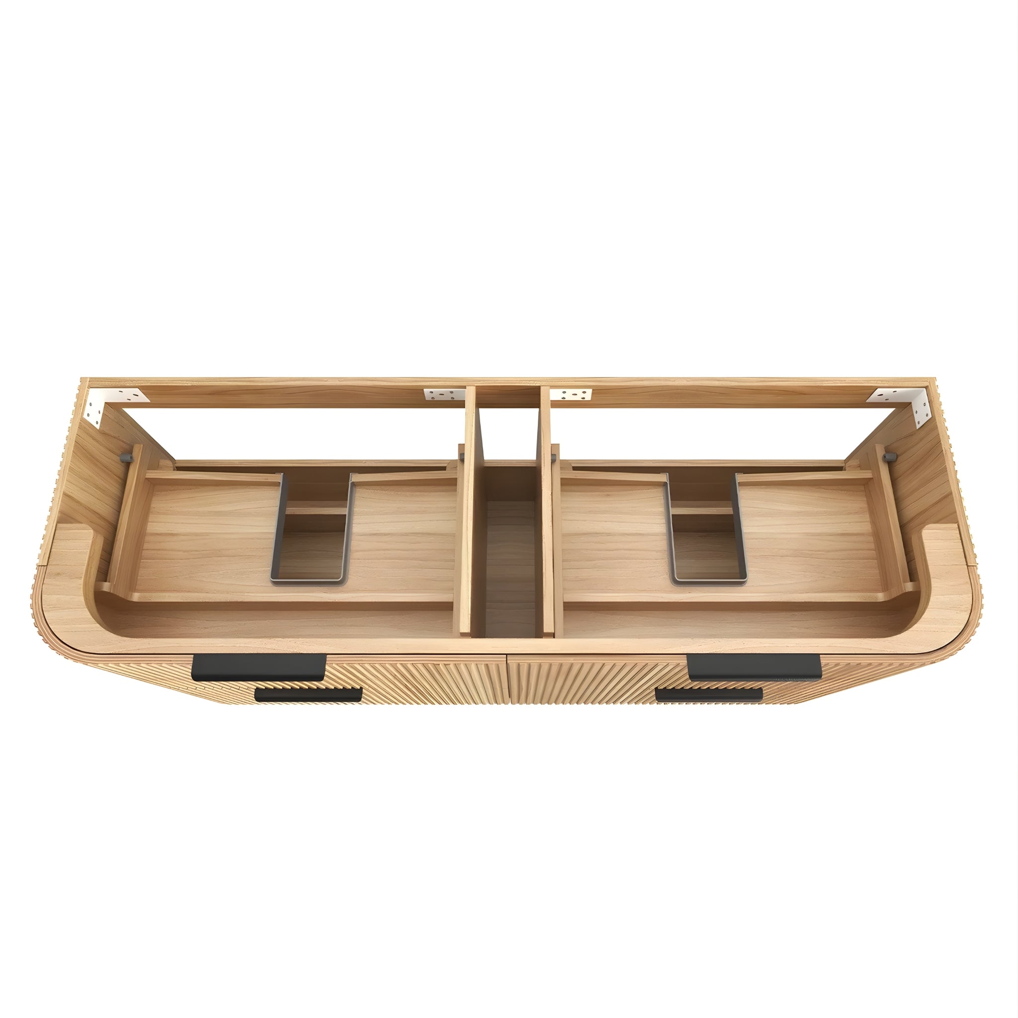 OTTI HAVANA WOODLAND OAK FLUTED 1500MM CURVE DOUBLE BOWL WALL HUNG VANITY