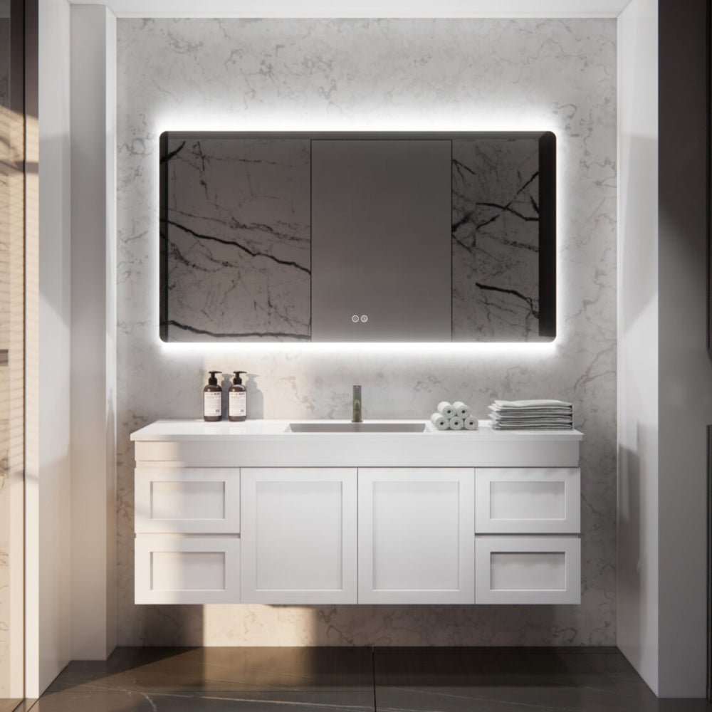 RIVA HAWAII MATTE WHITE 1500MM SINGLE BOWL WALL HUNG VANITY