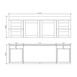 RIVA HAWAII MATTE WHITE 1500MM DOUBLE BOWL WALL HUNG VANITY