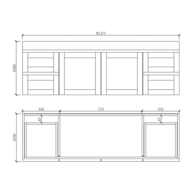 RIVA HAWAII MATTE WHITE 1500MM DOUBLE BOWL WALL HUNG VANITY