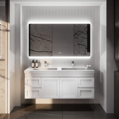 RIVA HAWAII MATTE WHITE 1500MM DOUBLE BOWL WALL HUNG VANITY