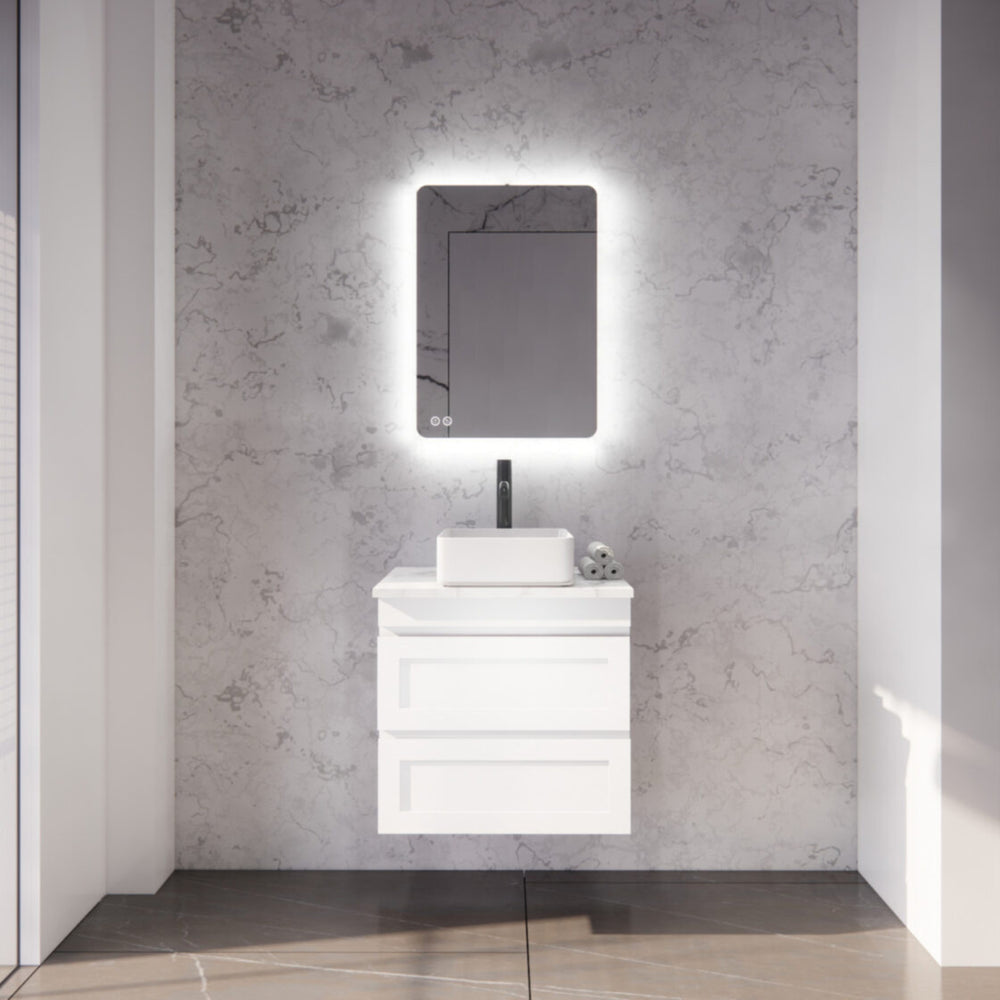 RIVA HAWAII MATTE WHITE 600MM SINGLE BOWL WALL HUNG VANITY
