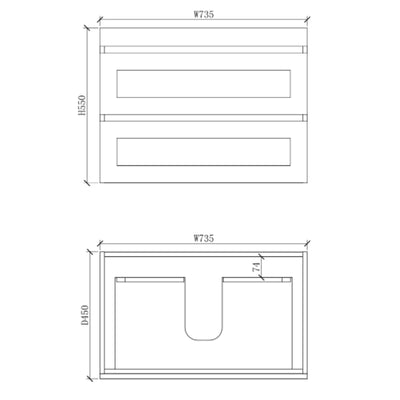 RIVA HAWAII MATTE WHITE 750MM SINGLE BOWL WALL HUNG VANITY