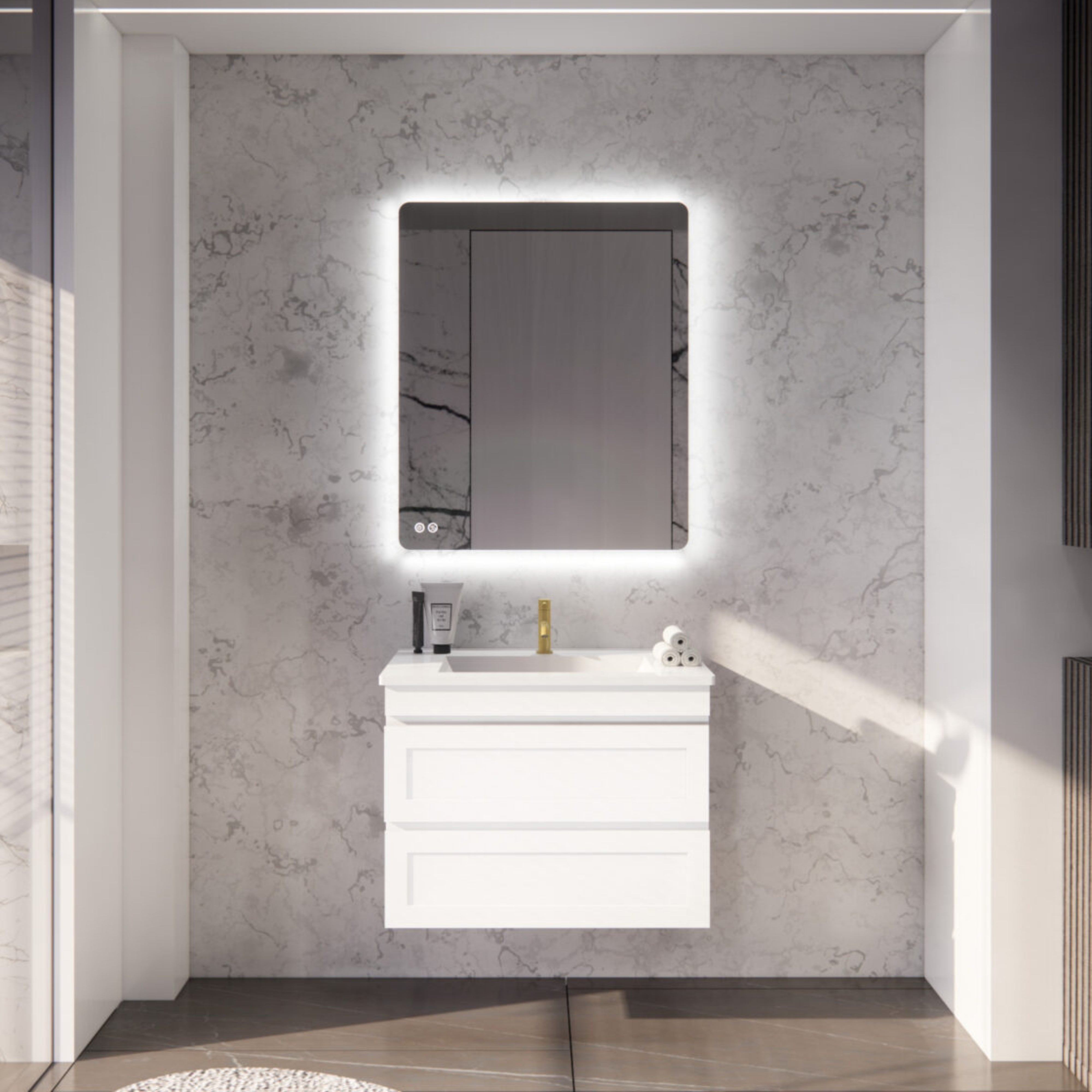RIVA HAWAII MATTE WHITE 750MM SINGLE BOWL WALL HUNG VANITY