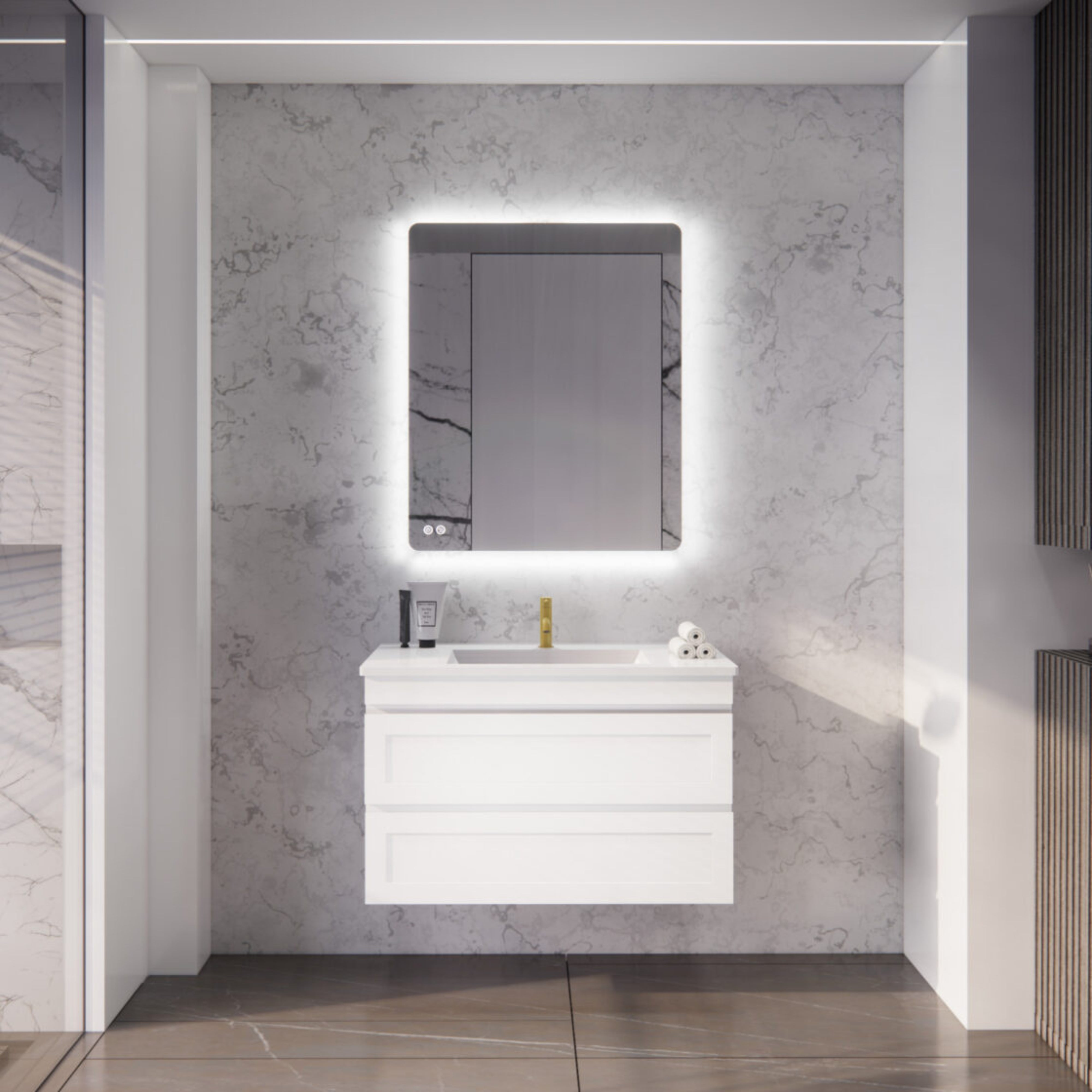 RIVA HAWAII MATTE WHITE 900MM SINGLE BOWL WALL HUNG VANITY