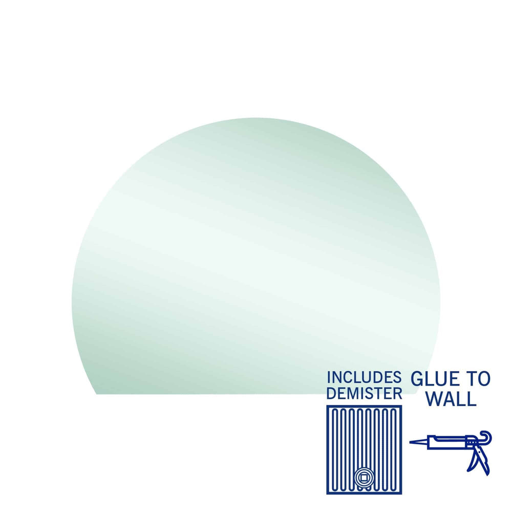 THERMOGROUP ABLAZE STANDARD D-SHAPE POLISHED EDGE GLUE MIRROR WITH DEMISTER 1200MM