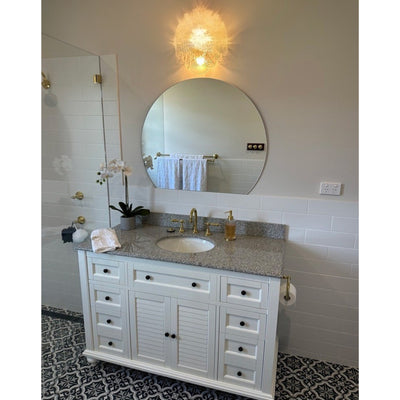 THERMOGROUP ABLAZE STANDARD D-SHAPE POLISHED EDGE GLUE MIRROR WITH DEMISTER 900MM