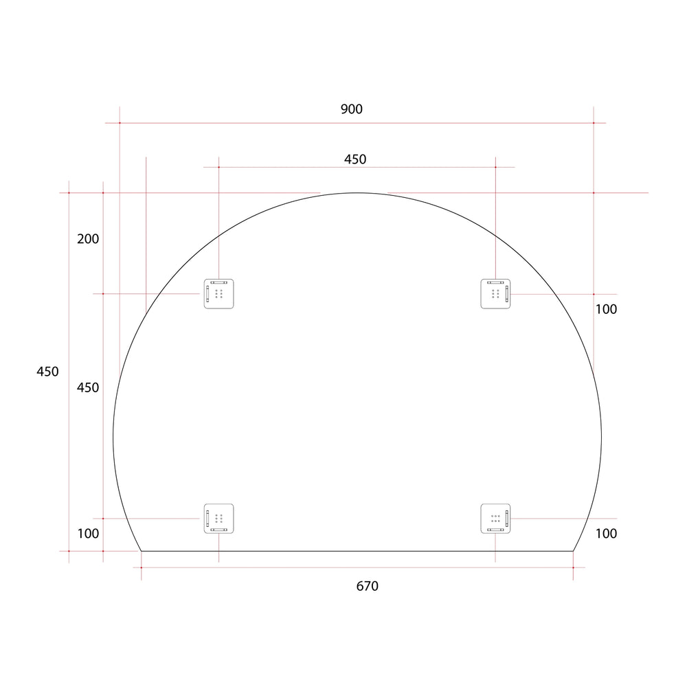 THERMOGROUP ABLAZE STANDARD D-SHAPE POLISHED EDGE HUNG MIRROR 900X750MM