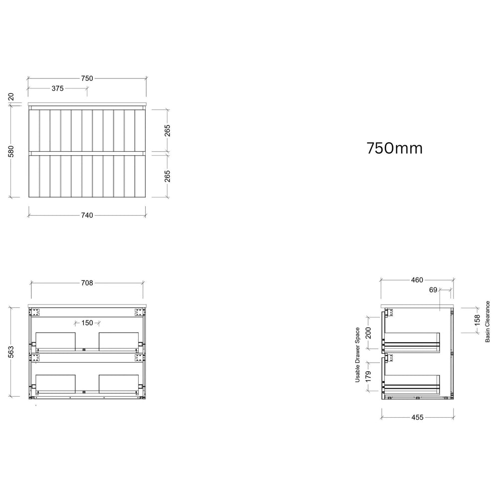 TIMBERLINE HENLEY CUSTOM WALL HUNG VANITY (ALL SIZING)