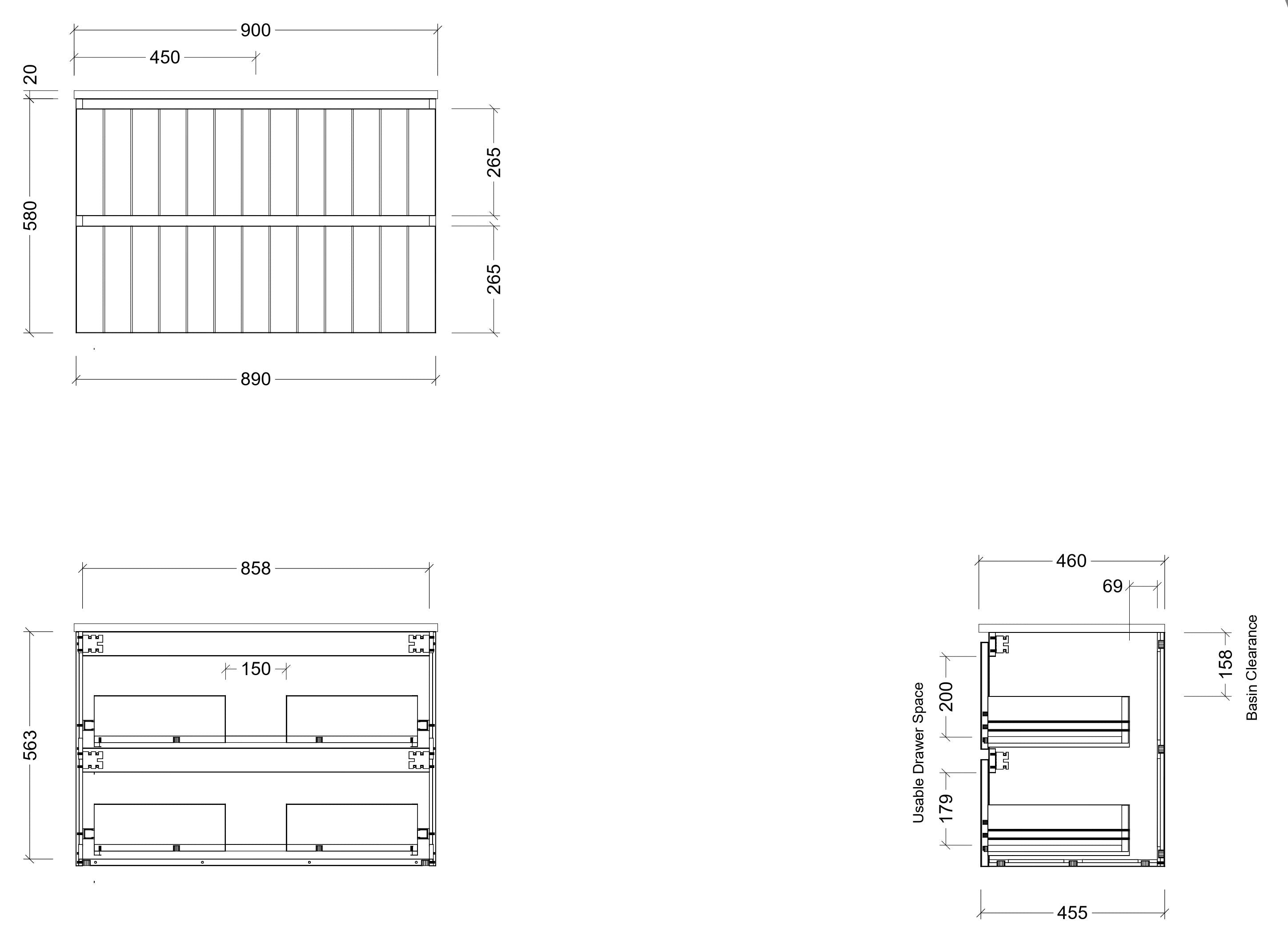 TIMBERLINE HENLEY CUSTOM WALL HUNG VANITY (ALL SIZING)