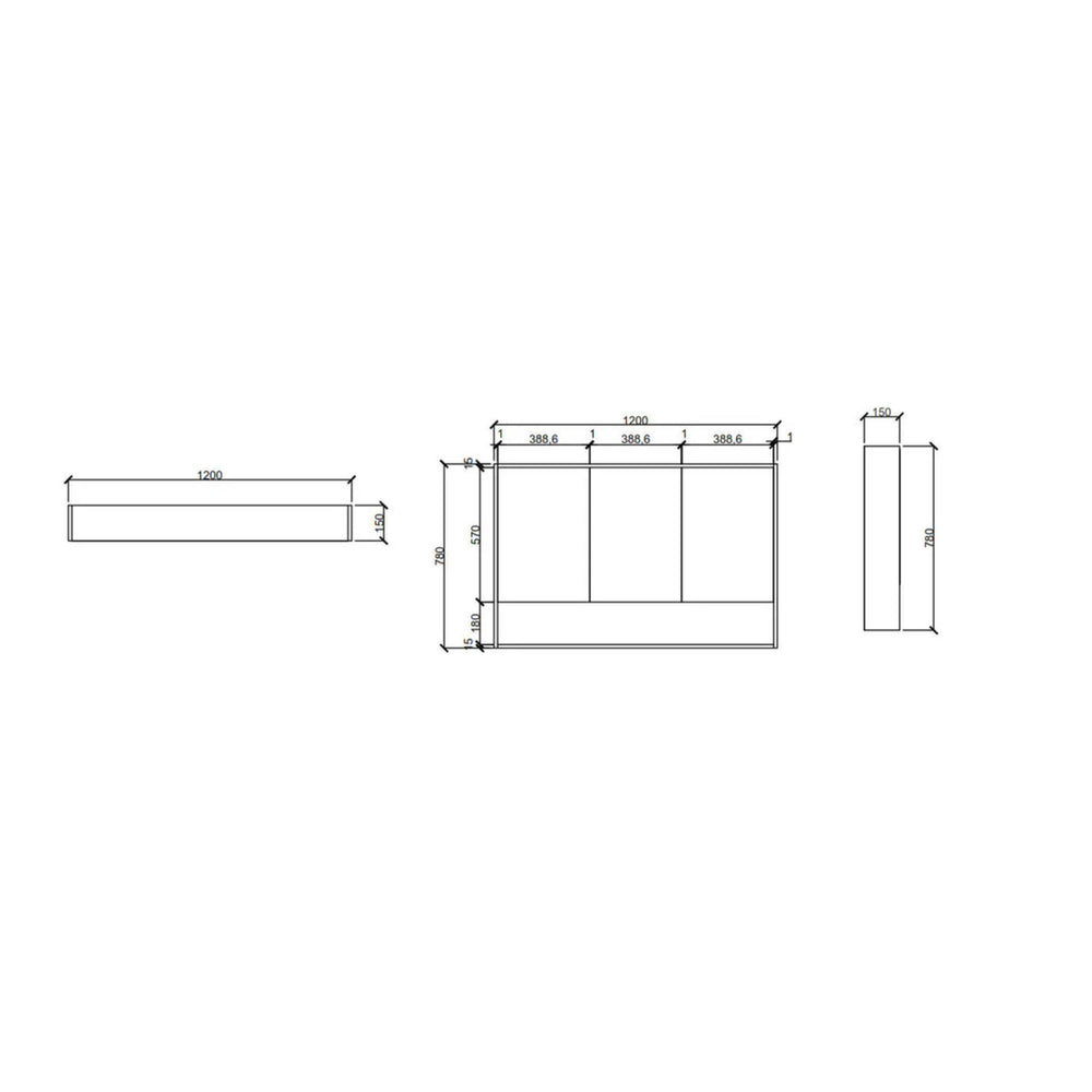 MERCIO HERA TAS OAK SHAVING CABINET 1200X780MM