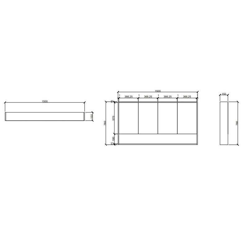 AQUAPERLA HERA TAS OAK SHAVING CABINET 1500X780MM