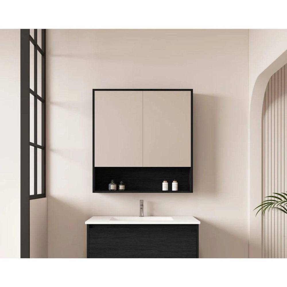 MERCIO HERA BLACK OAK SHAVING CABINET 750X780MM
