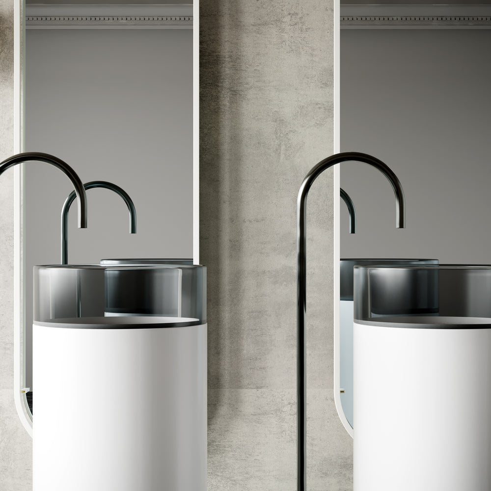 BELBAGNO HILTON FREESTANDING PEDESTAL BASIN BLACK MIST 400MM X 860MM