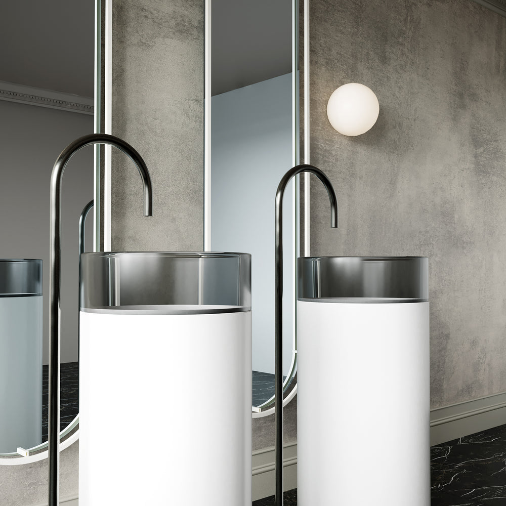 BELBAGNO HILTON FREESTANDING PEDESTAL BASIN BLACK MIST 400MM X 860MM