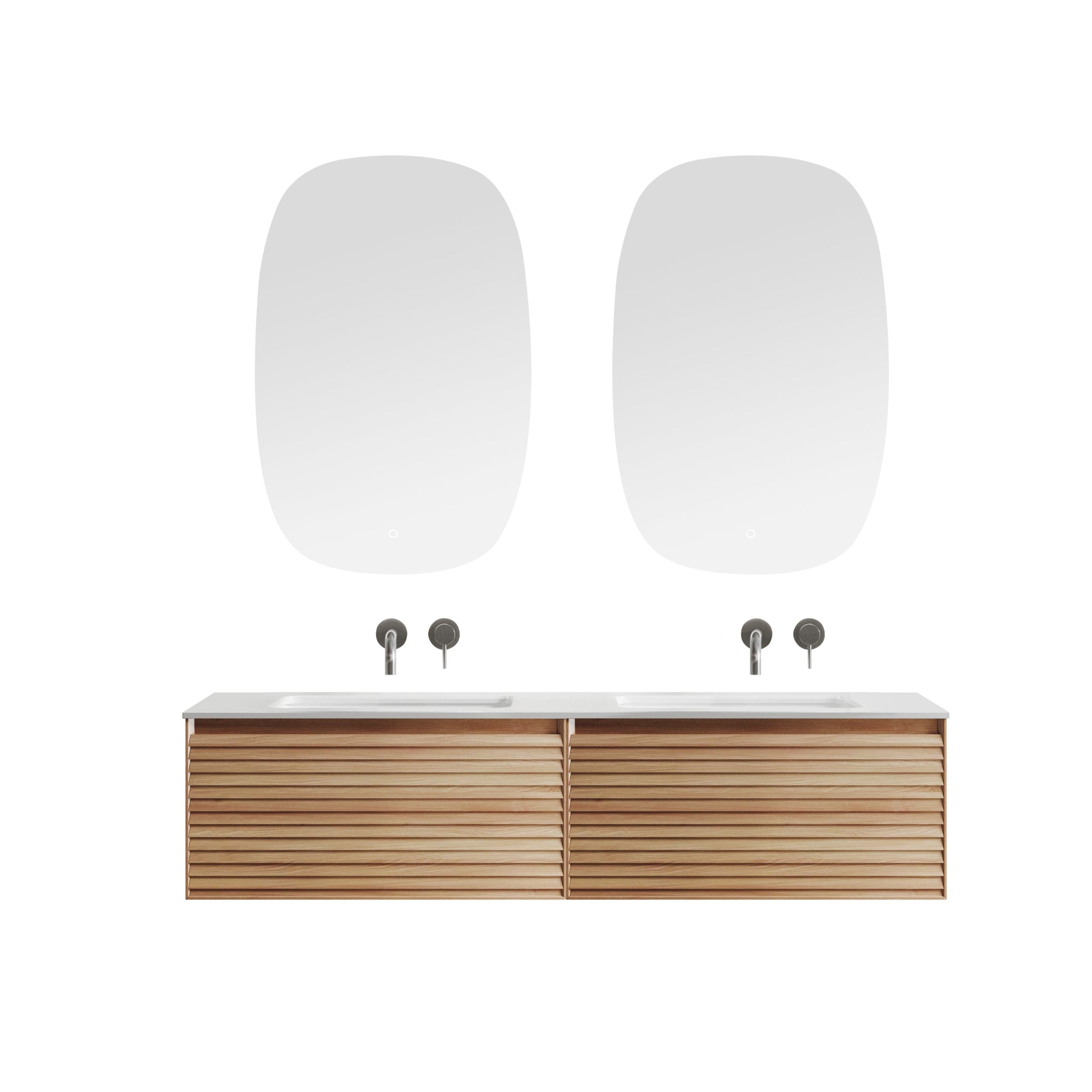 ORIO HAMILTON ACACIA WOOD 1500MM DOUBLE BOWL WALL HUNG VANITY
