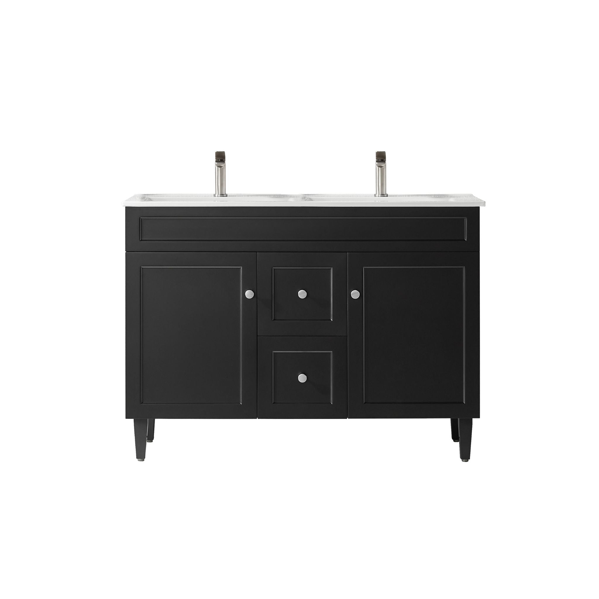 VITO HAMILTON MATTE BLACK 1200MM DOUBLE BOWL FLOOR STANDING VANITY