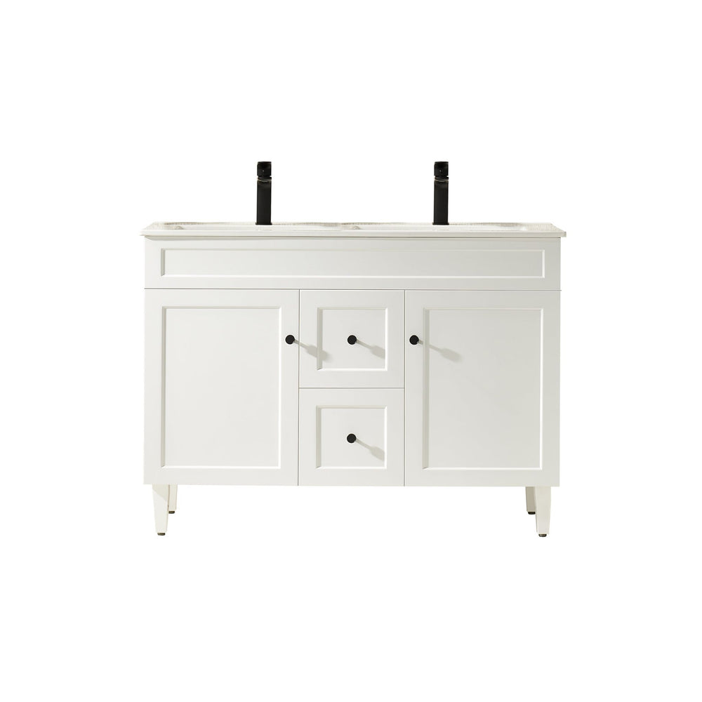 VITO HAMILTON MATTE WHITE 1200MM DOUBLE BOWL FLOOR STANDING VANITY