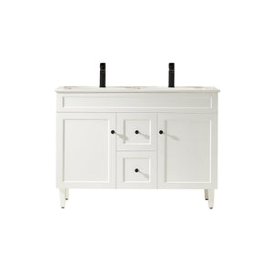 VITO HAMILTON MATTE WHITE 1200MM DOUBLE BOWL FLOOR STANDING VANITY