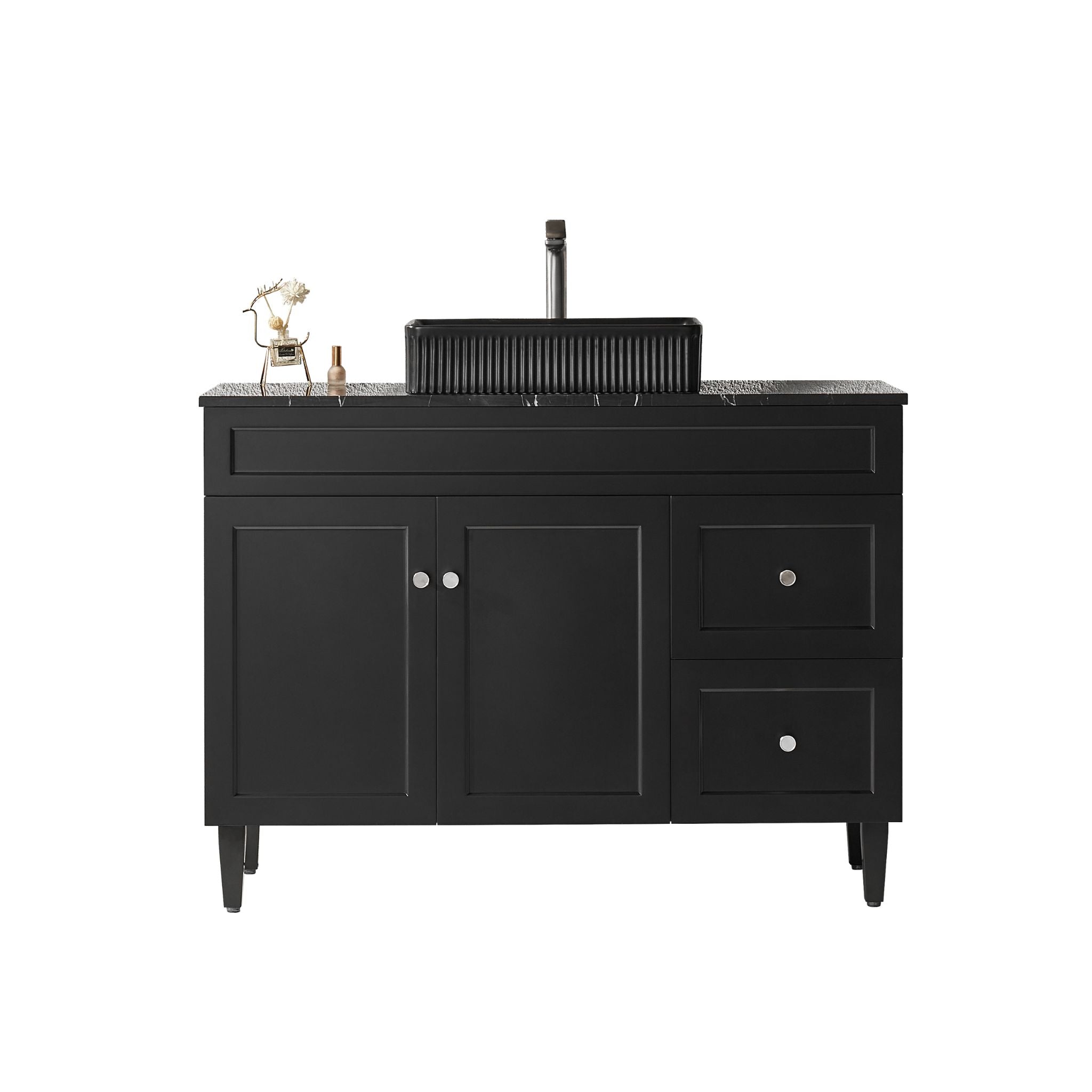VITO HAMILTON MATTE BLACK 1200MM SINGLE BOWL FLOOR STANDING VANITY (AVAILABLE IN LEFT AND RIGHT DRAWER)