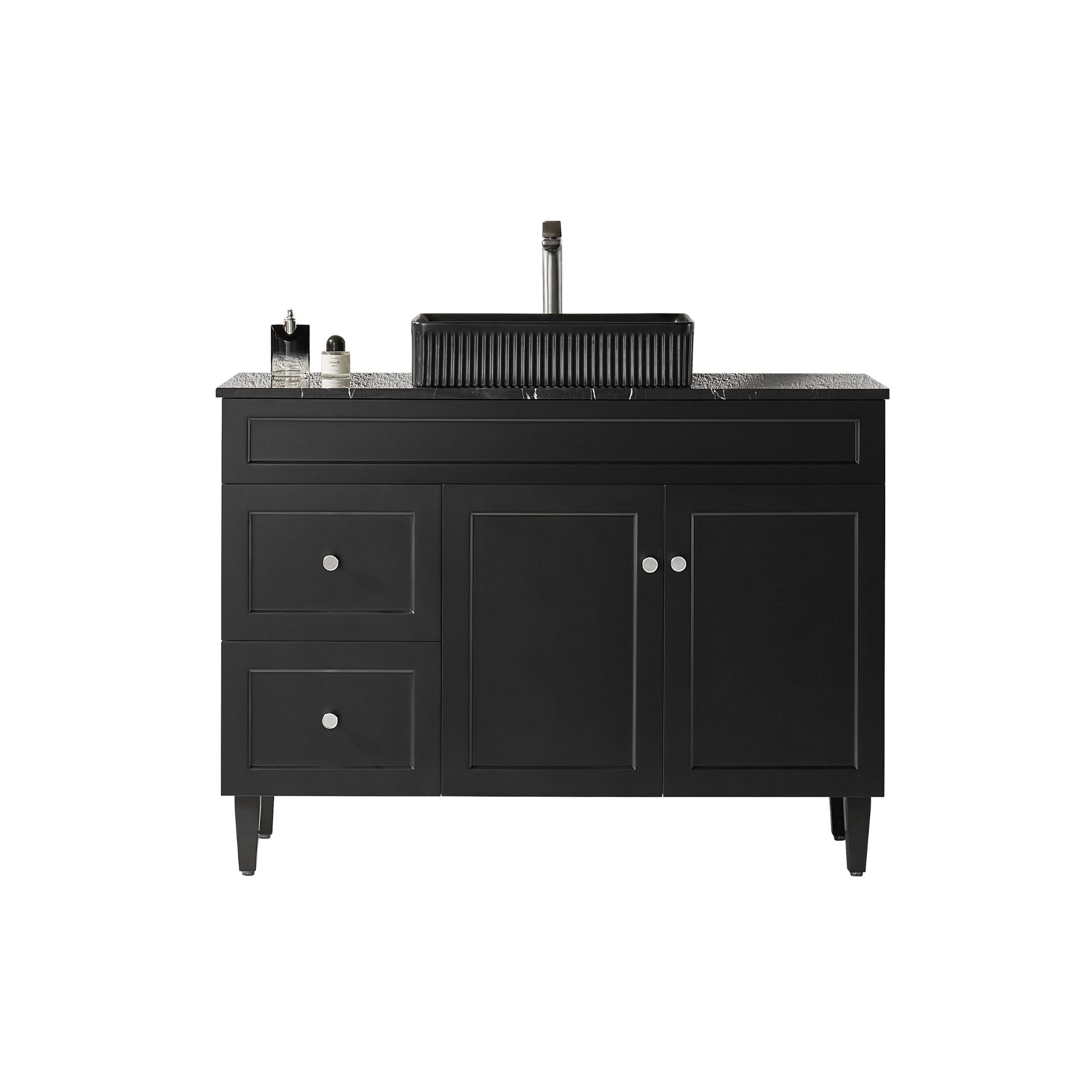 VITO HAMILTON MATTE BLACK 1200MM SINGLE BOWL FLOOR STANDING VANITY (AVAILABLE IN LEFT AND RIGHT DRAWER)