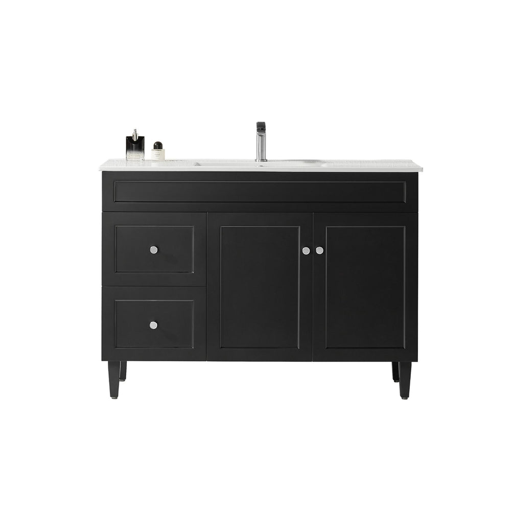 VITO HAMILTON MATTE BLACK 1200MM SINGLE BOWL FLOOR STANDING VANITY (AVAILABLE IN LEFT AND RIGHT DRAWER)