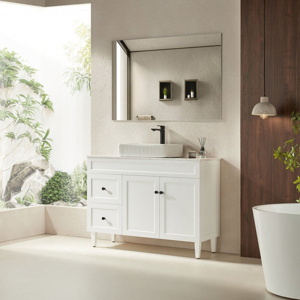 VITO HAMILTON MATTE WHITE 1200MM SINGLE BOWL FLOOR STANDING VANITY (AVAILABLE IN LEFT AND RIGHT HAND DRAWER)