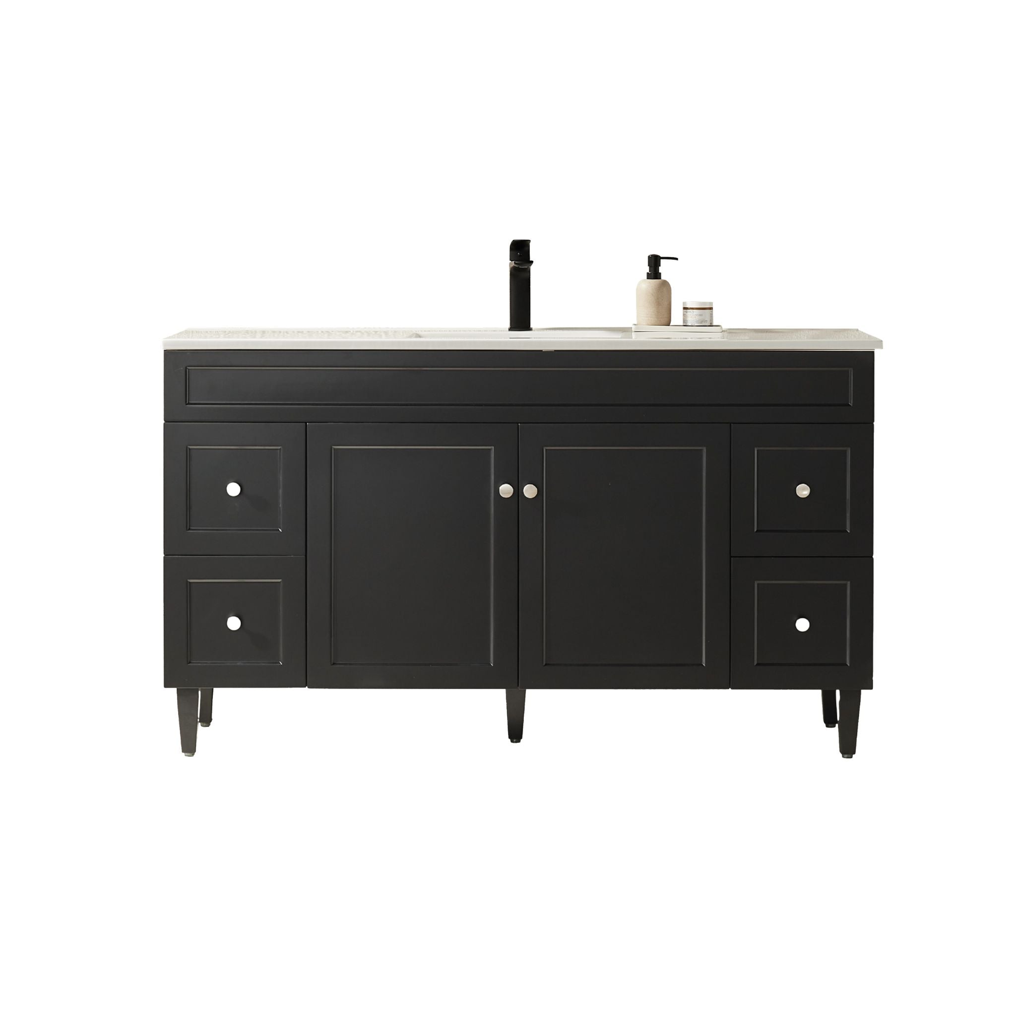 VITO HAMILTON MATTE BLACK 1500MM SINGLE BOWL FLOOR STANDING VANITY