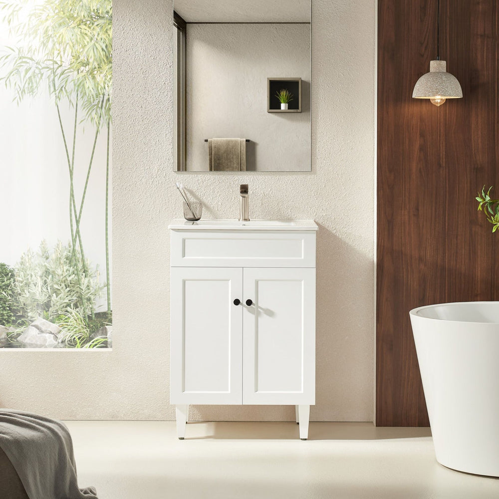 VITO HAMILTON MATTE WHITE 600MM SINGLE BOWL FLOOR STANDING VANITY