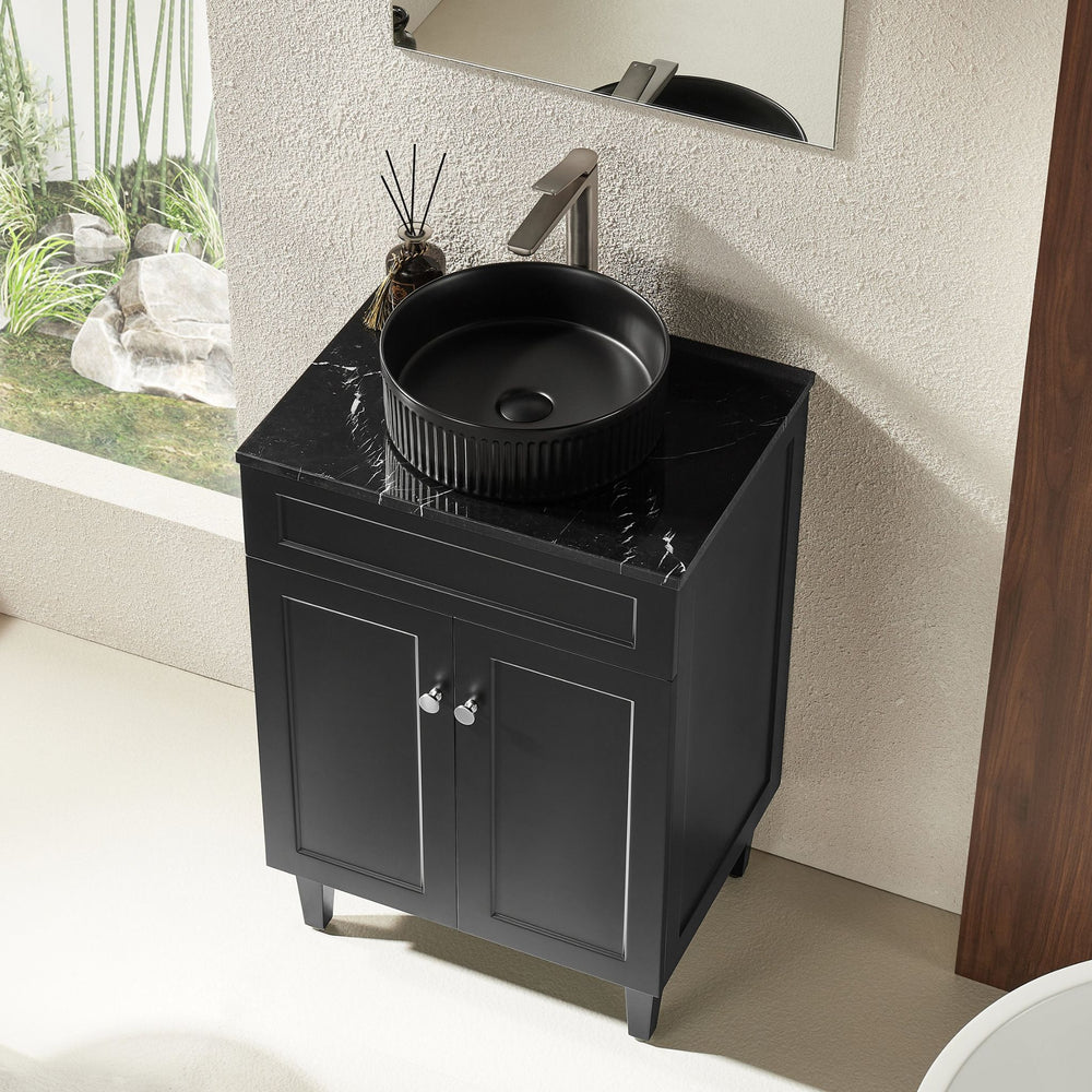 VITO HAMILTON MATTE BLACK 600MM SINGLE BOWL FLOOR STANDING VANITY