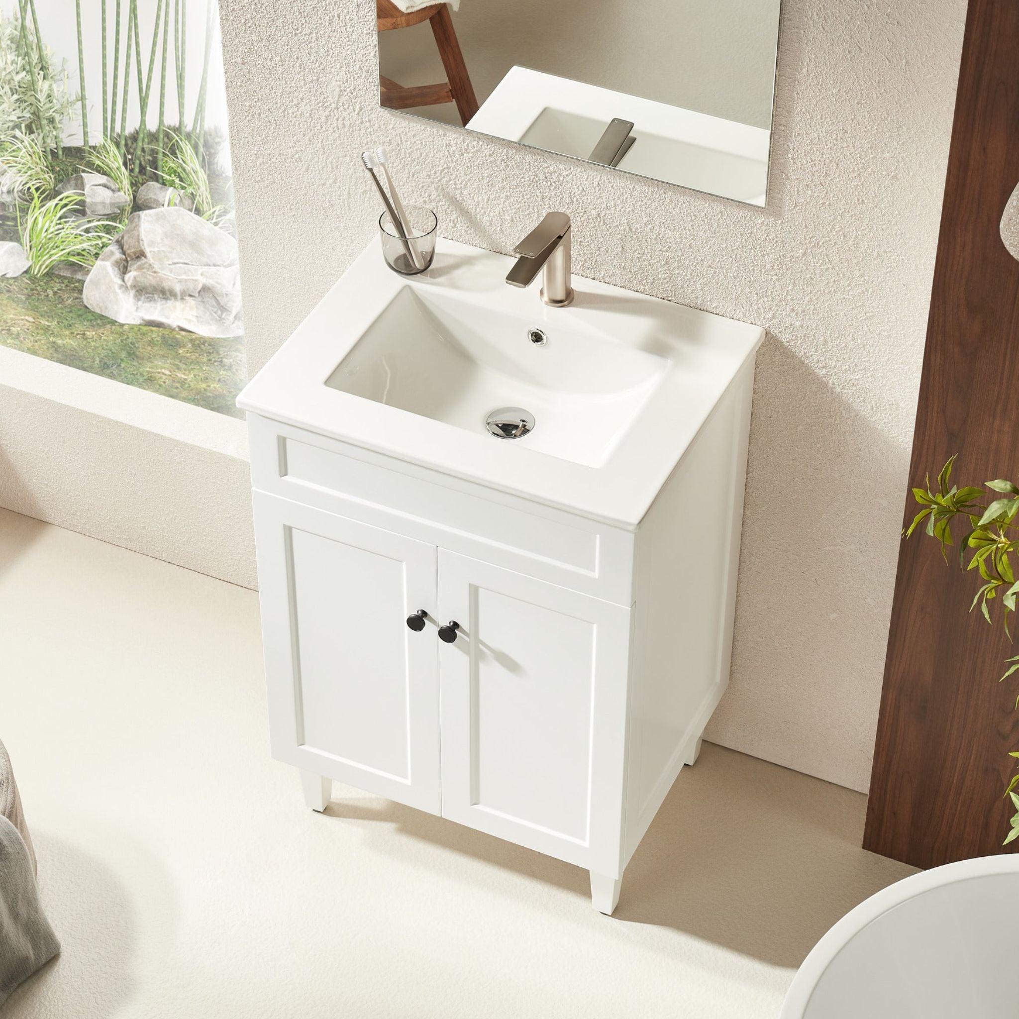 VITO HAMILTON MATTE WHITE 600MM SINGLE BOWL FLOOR STANDING VANITY