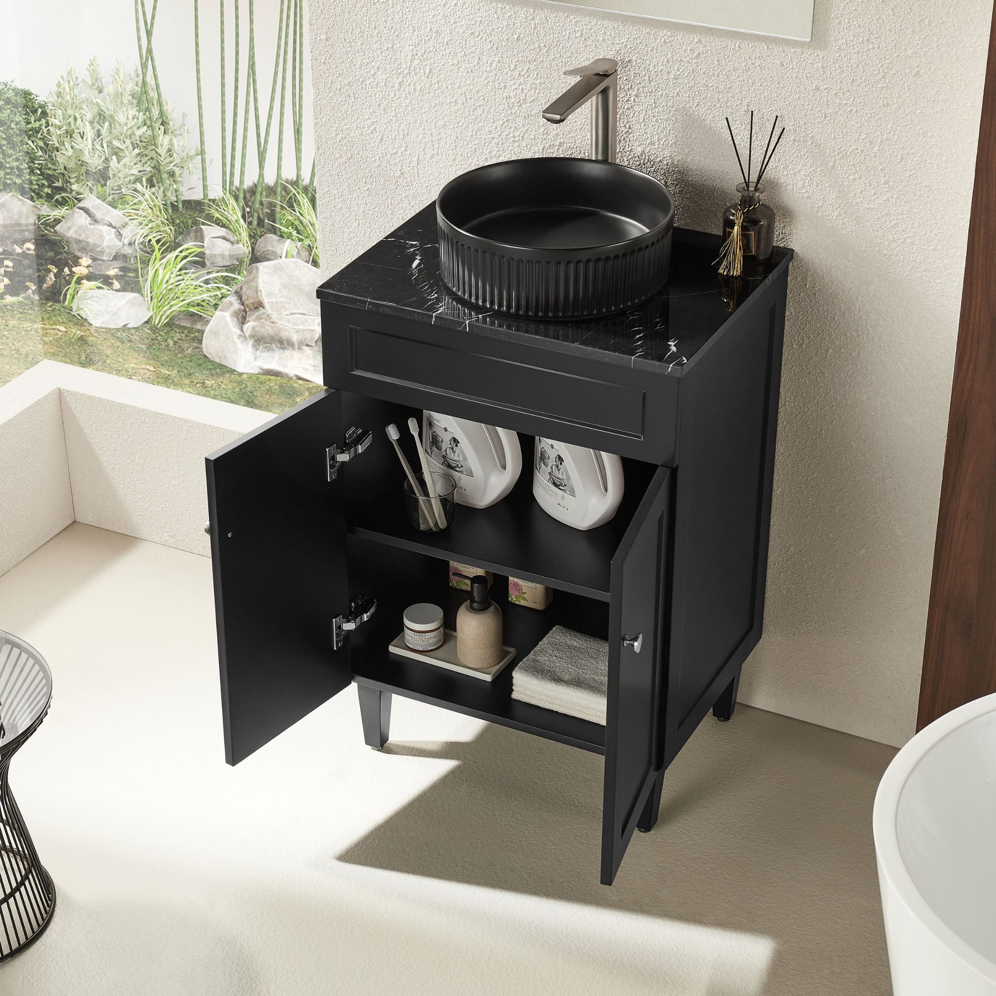 VITO HAMILTON MATTE BLACK 600MM SINGLE BOWL FLOOR STANDING VANITY