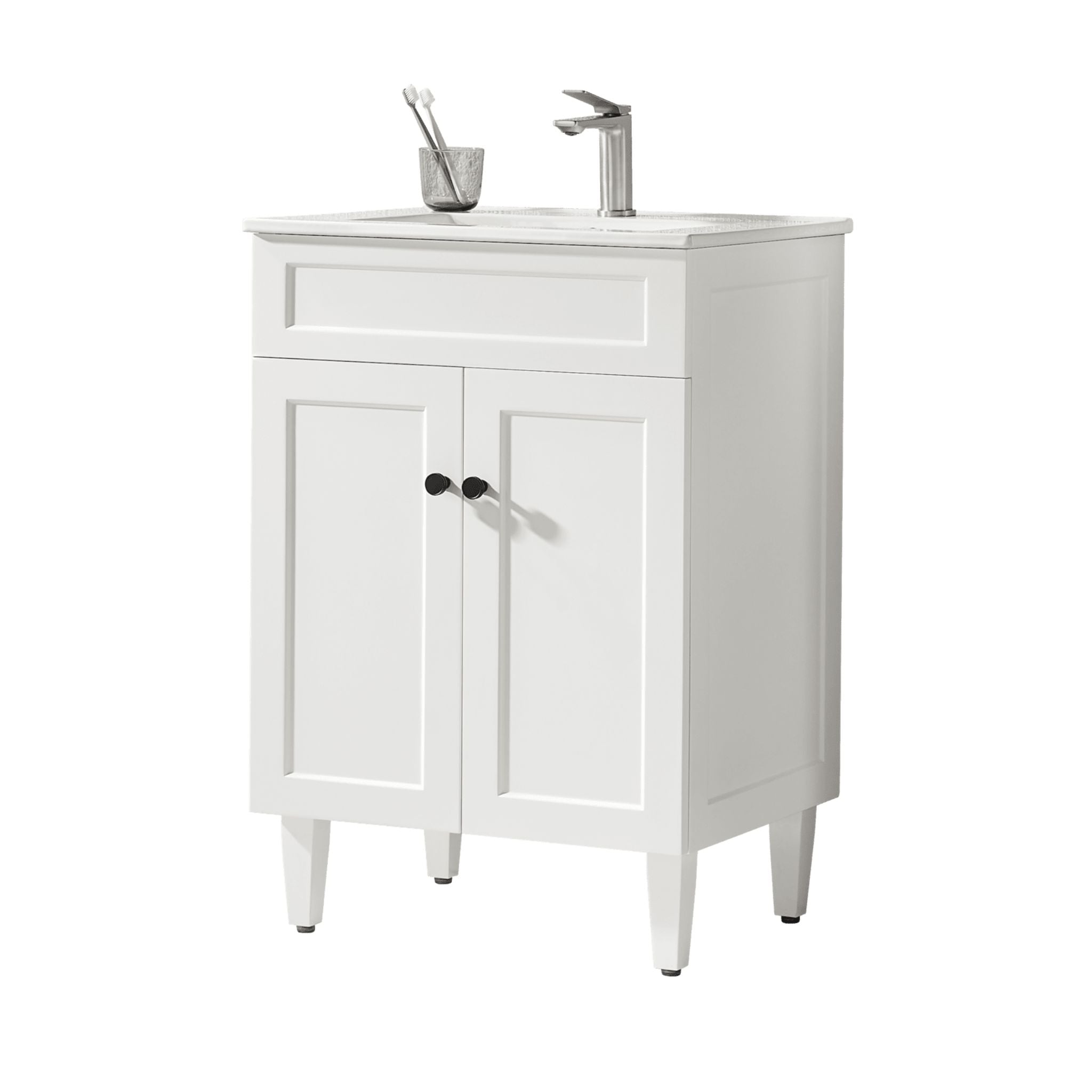 VITO HAMILTON MATTE WHITE 600MM SINGLE BOWL FLOOR STANDING VANITY