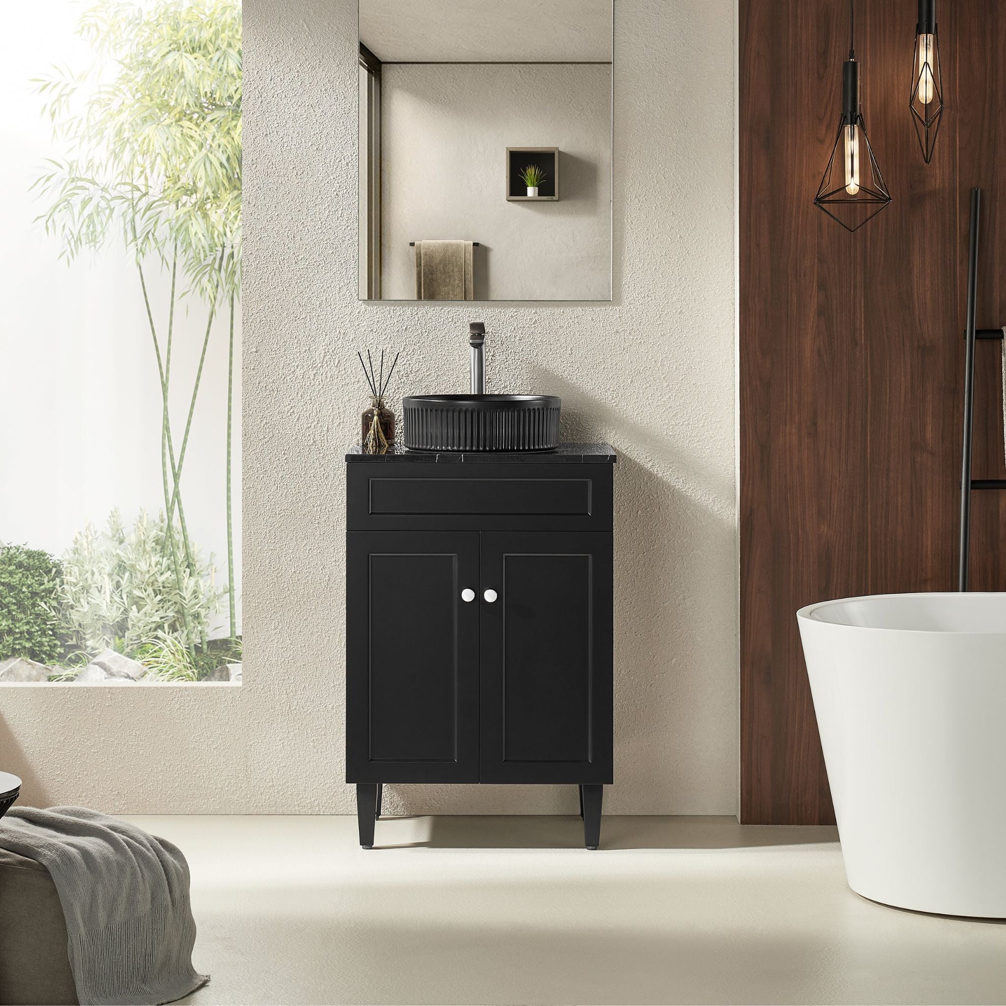 VITO HAMILTON MATTE BLACK 600MM SINGLE BOWL FLOOR STANDING VANITY