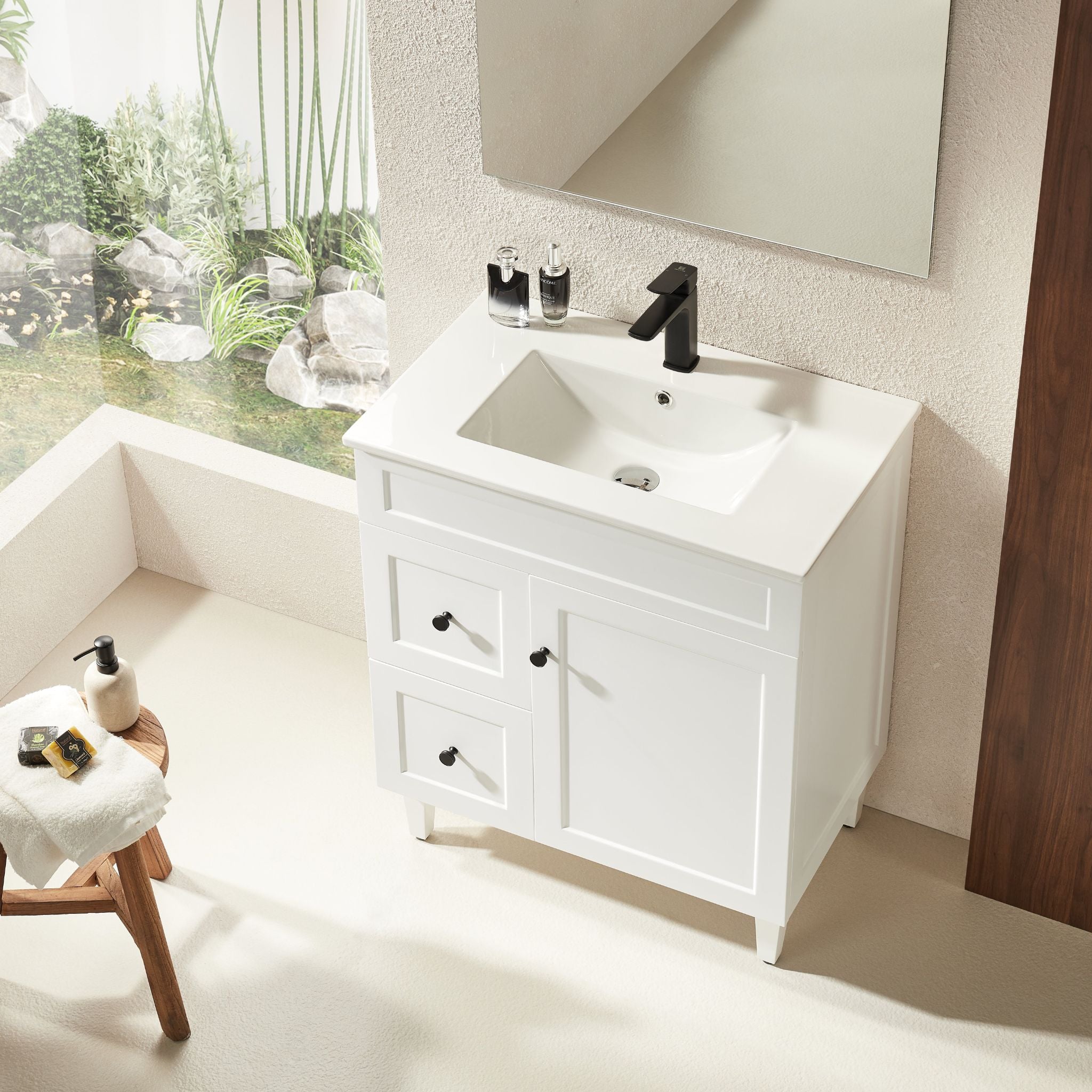 VITO HAMILTON MATTE WHITE 750MM SINGLE BOWL FLOOR STANDING VANITY (AVAILABLE IN LEFT AND RIGHT HAND DRAWER)
